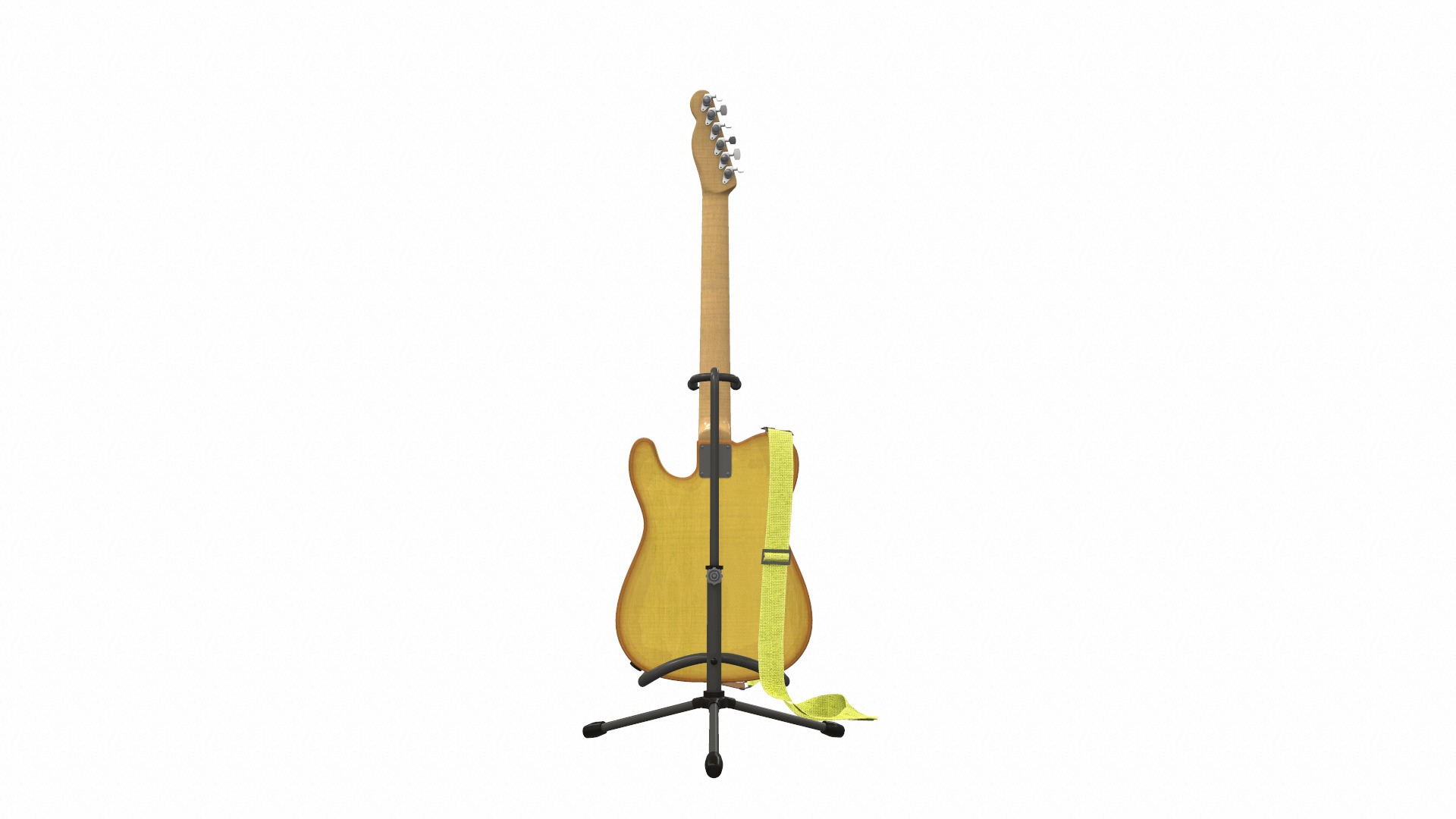 Electric bass guitar with strap and stand 3 3D model_4
