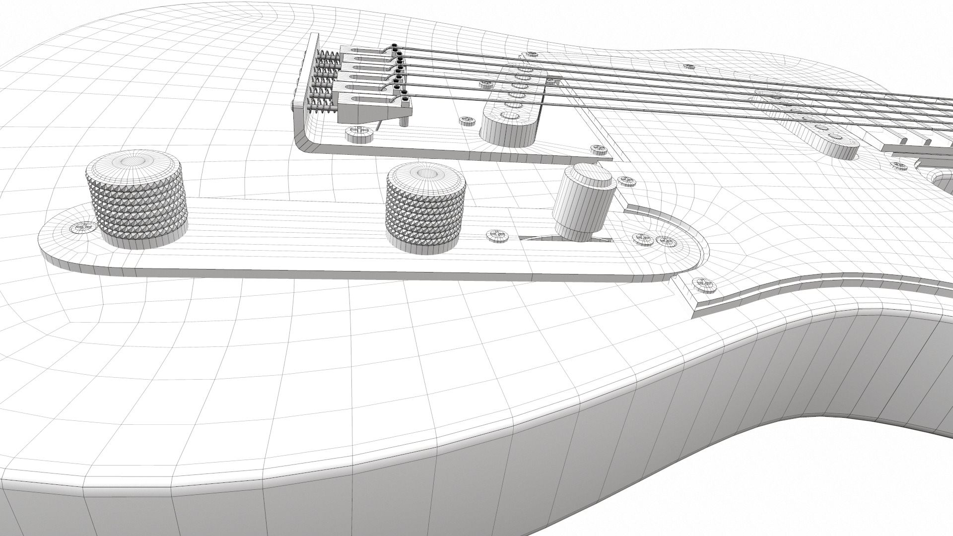 Electric bass guitar with strap and stand 3 3D model_38