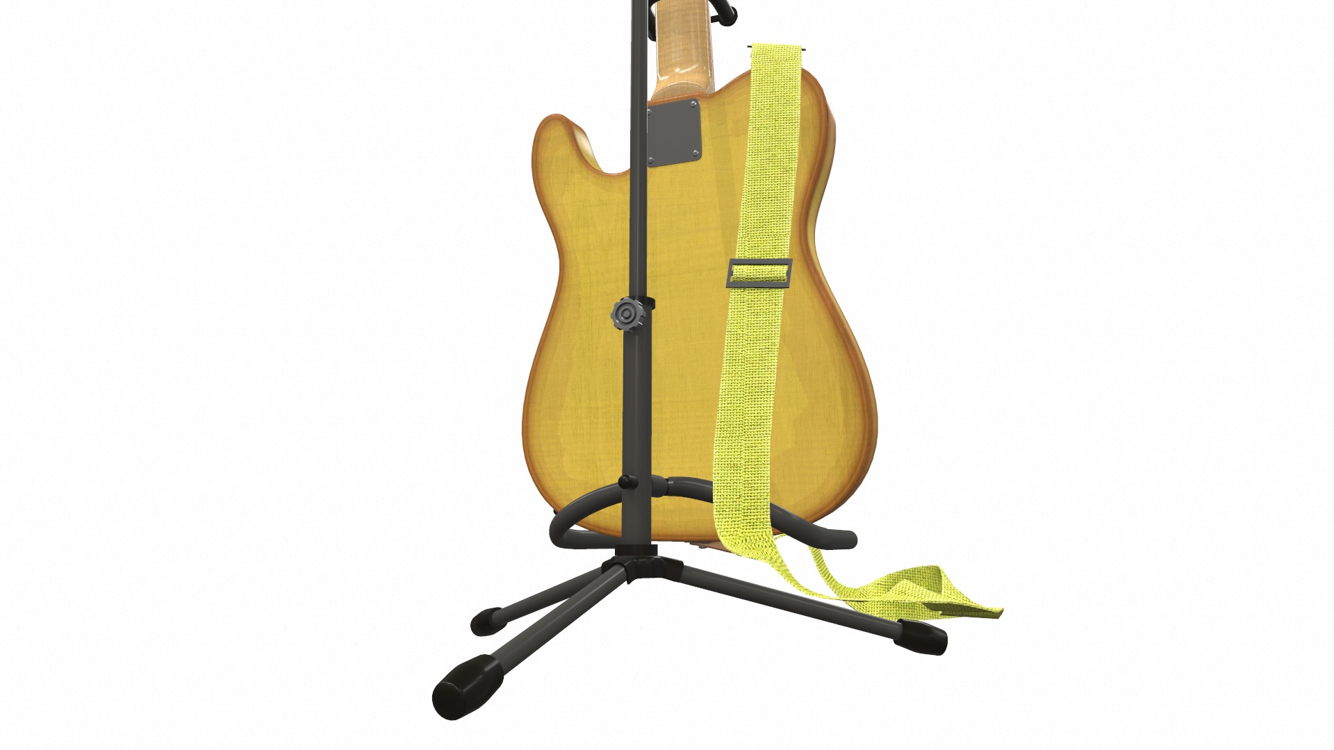 Electric bass guitar with strap and stand 3 3D model_6