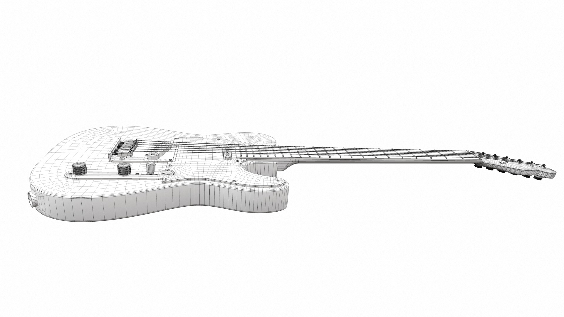 Electric bass guitar with strap and stand 3 3D model_33