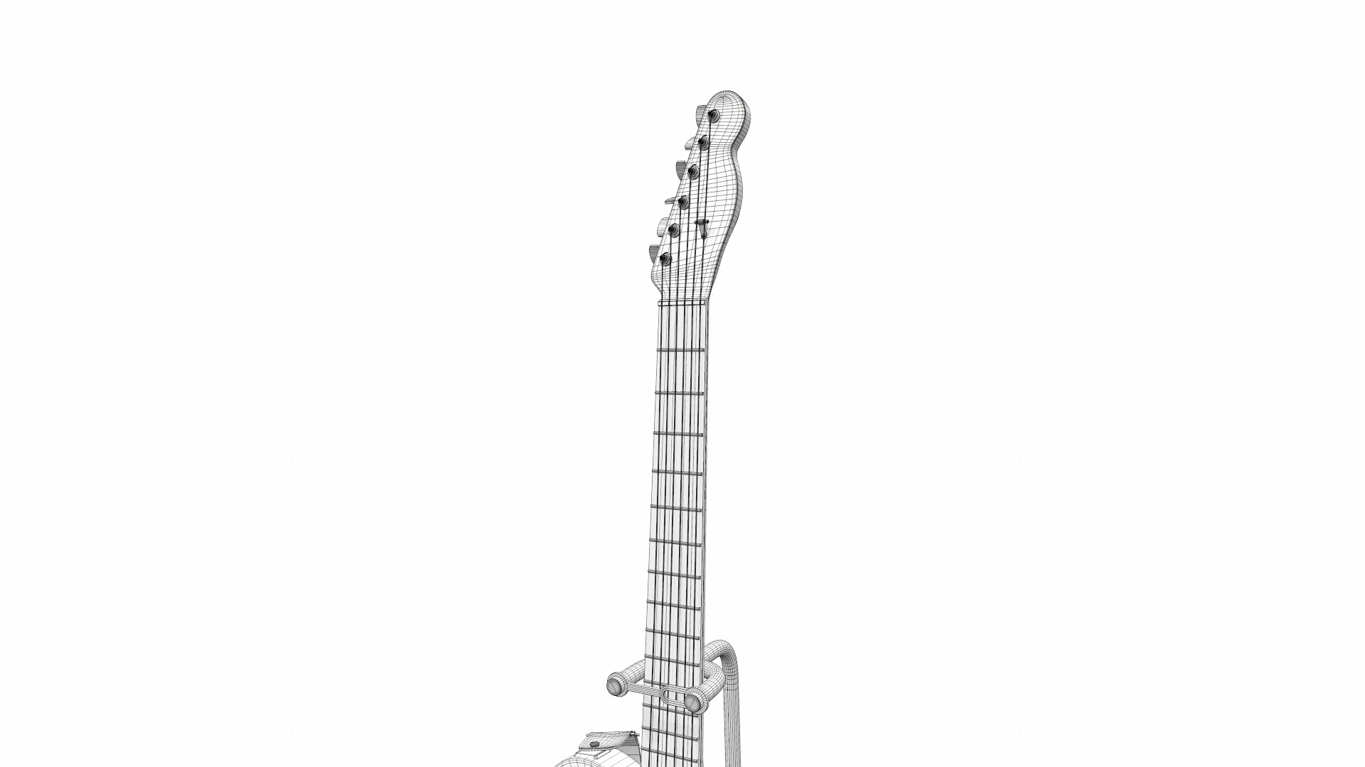 Electric bass guitar with strap and stand 3 3D model_31
