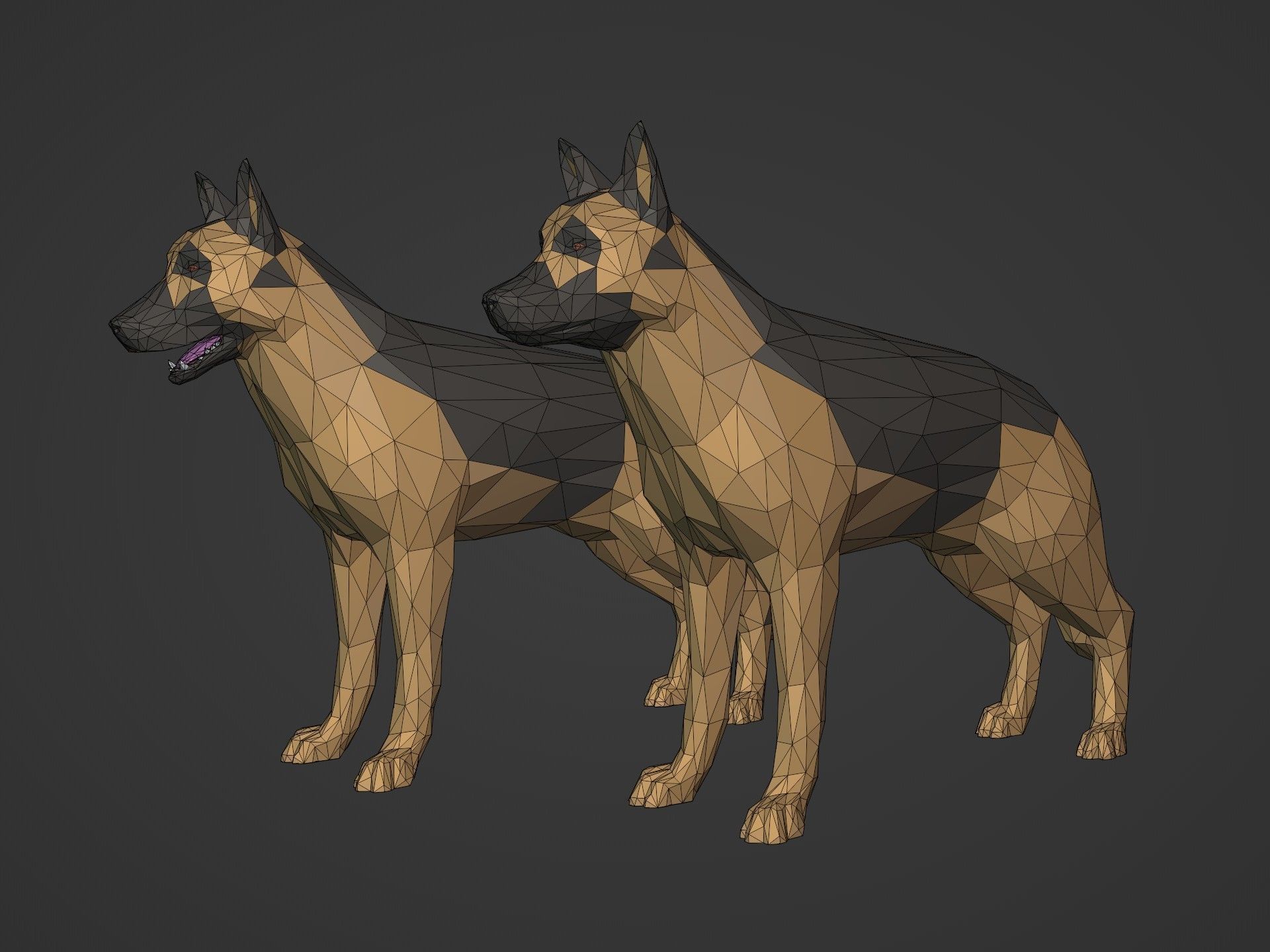Low Poly Dog - German Shepherd Low-poly 3D model_2