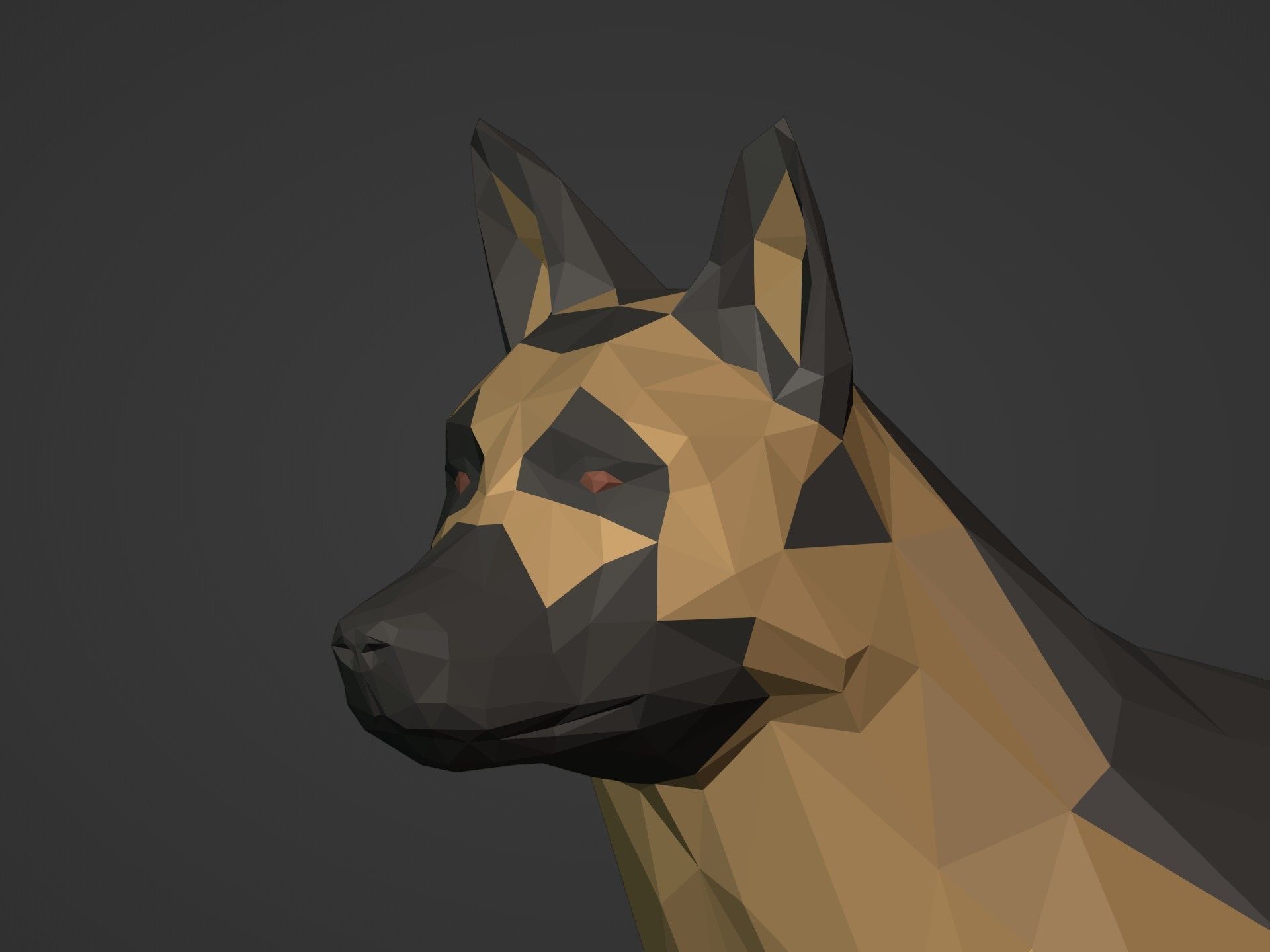 Low Poly Dog - German Shepherd Low-poly 3D model_19