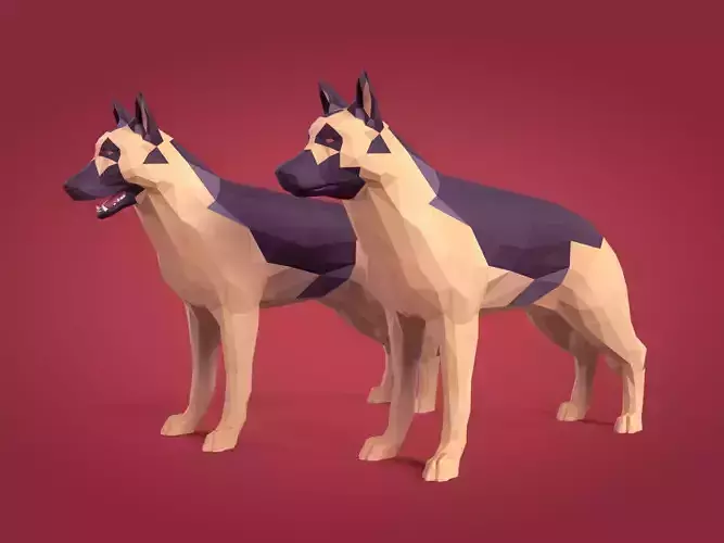 Low Poly Dog - German Shepherd Low-poly 3D model