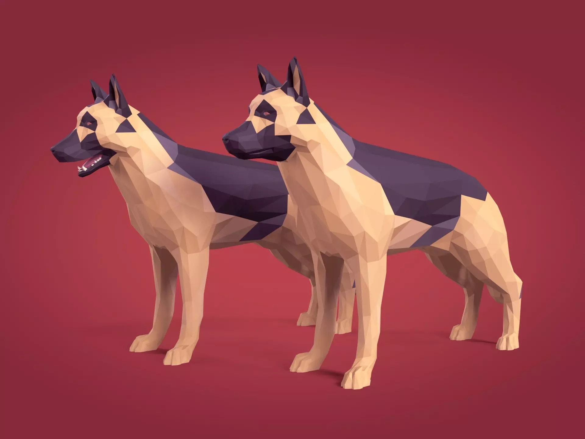 Low Poly Dog - German Shepherd Low-poly 3D model_0