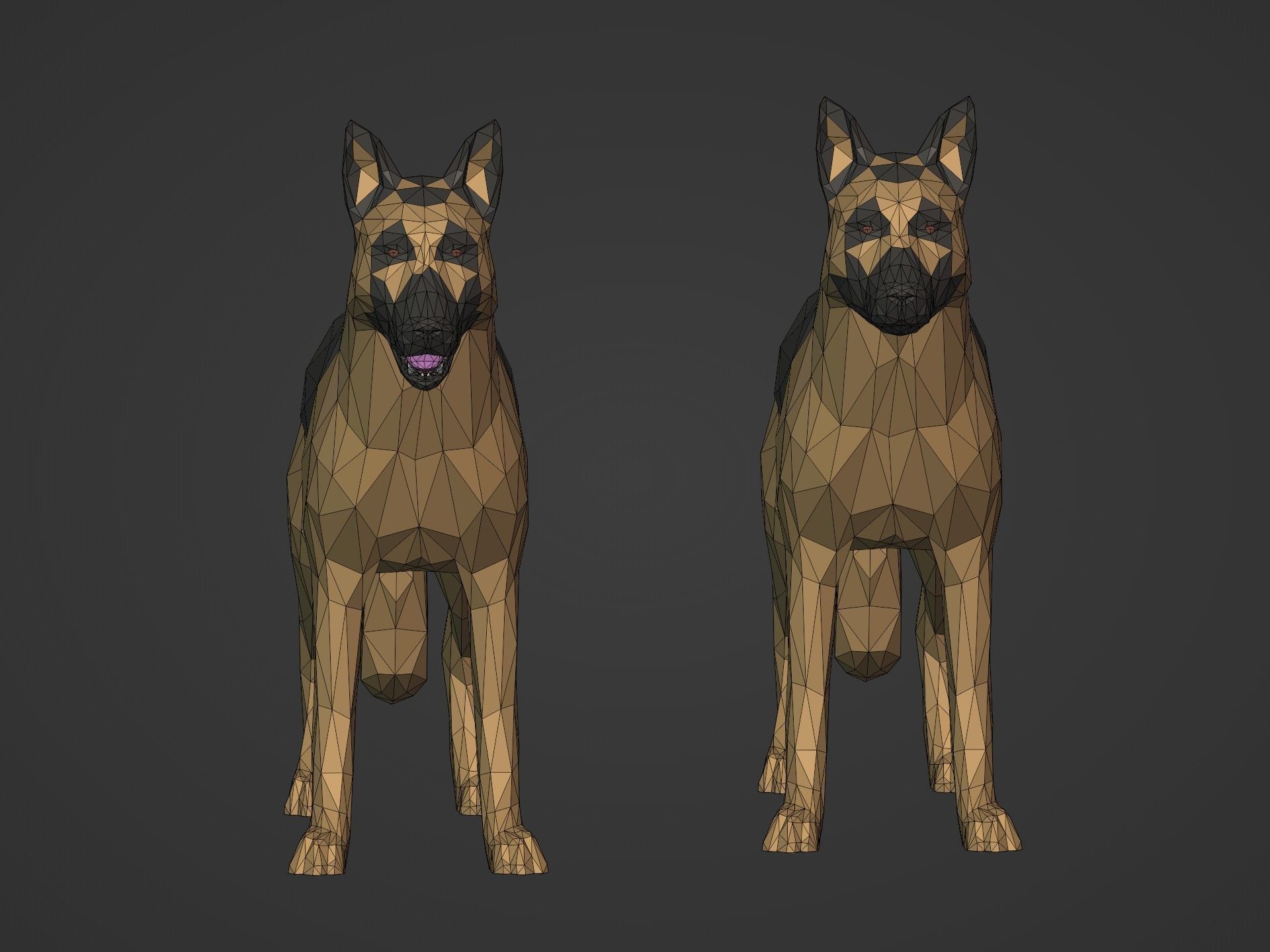 Low Poly Dog - German Shepherd Low-poly 3D model_6