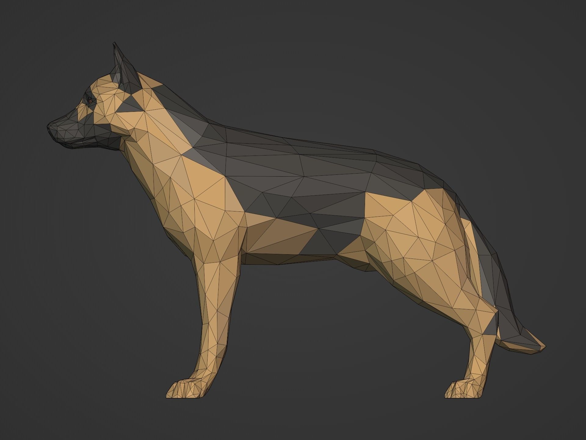 Low Poly Dog - German Shepherd Low-poly 3D model_8