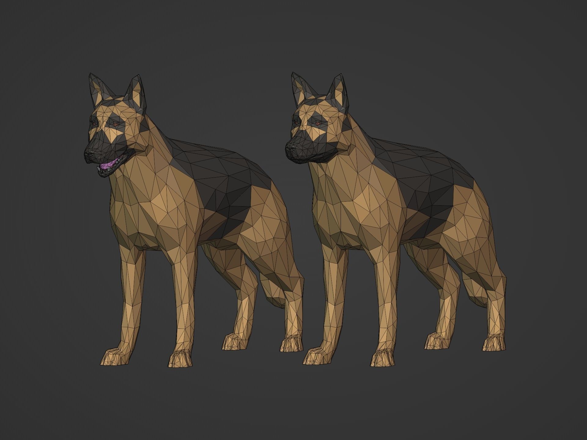 Low Poly Dog - German Shepherd Low-poly 3D model_4