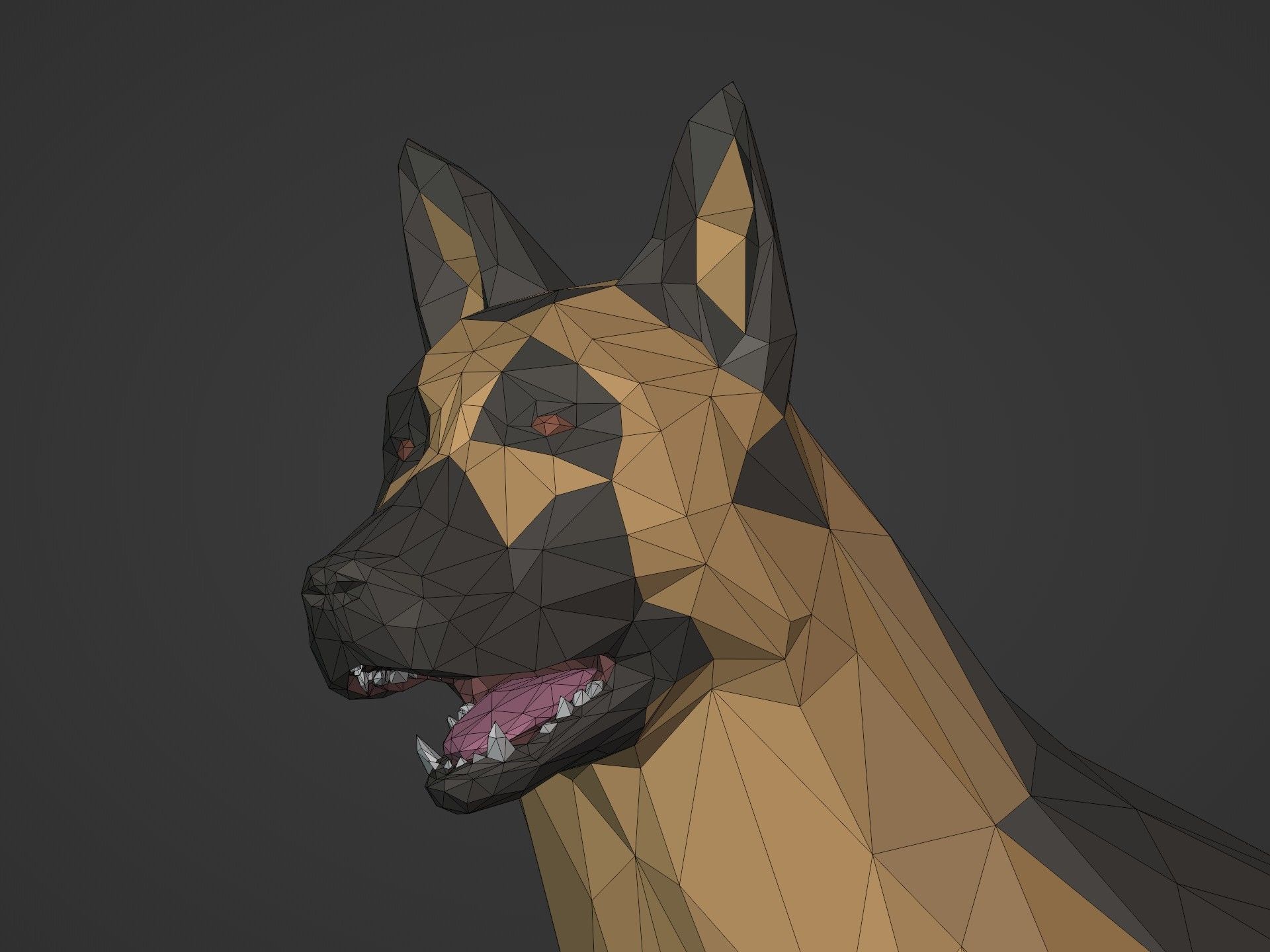 Low Poly Dog - German Shepherd Low-poly 3D model_18