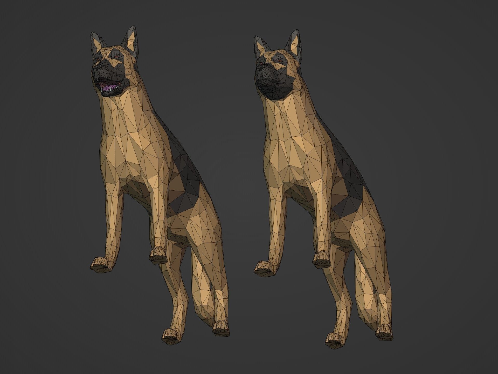 Low Poly Dog - German Shepherd Low-poly 3D model_16