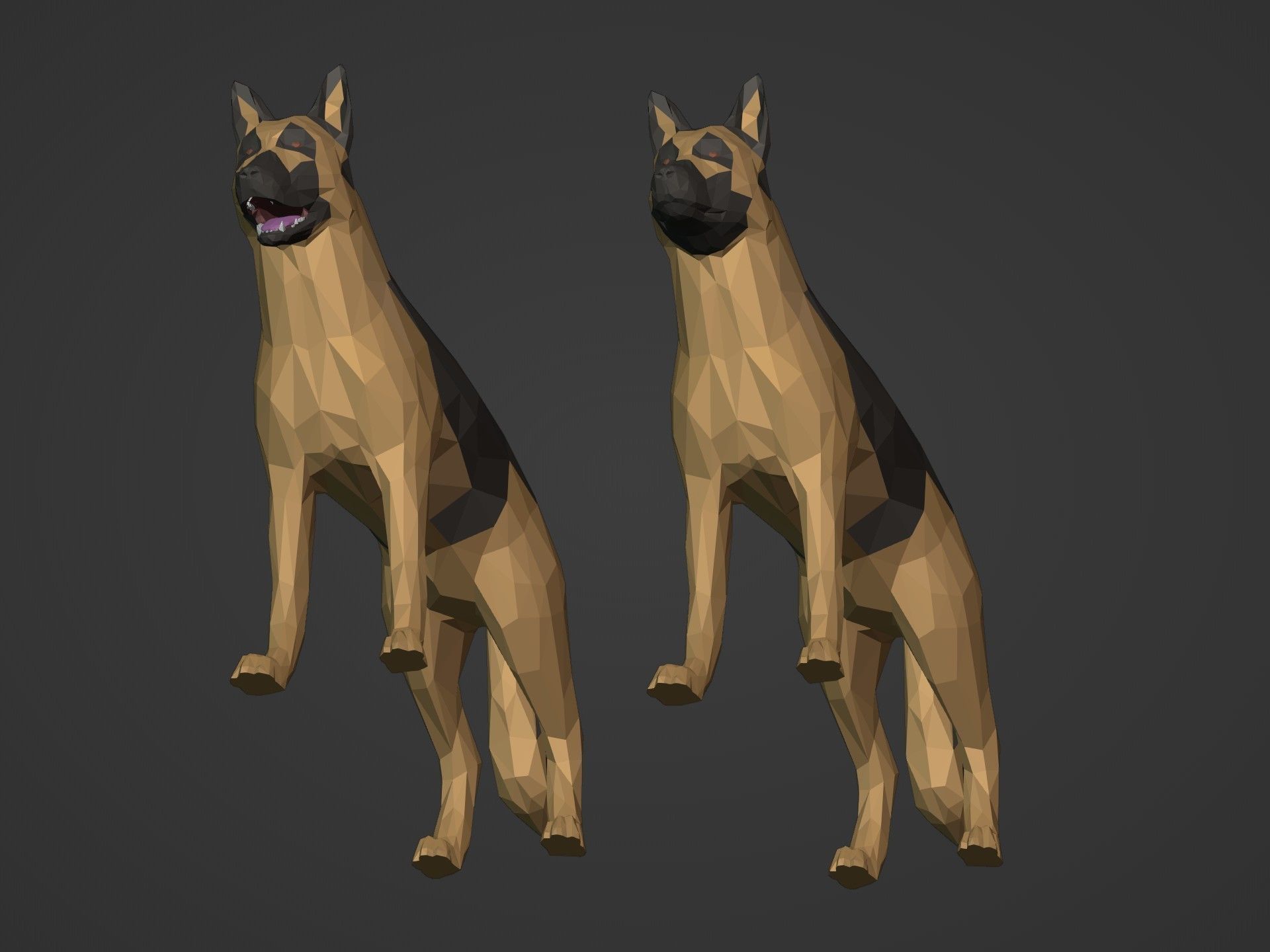 Low Poly Dog - German Shepherd Low-poly 3D model_15