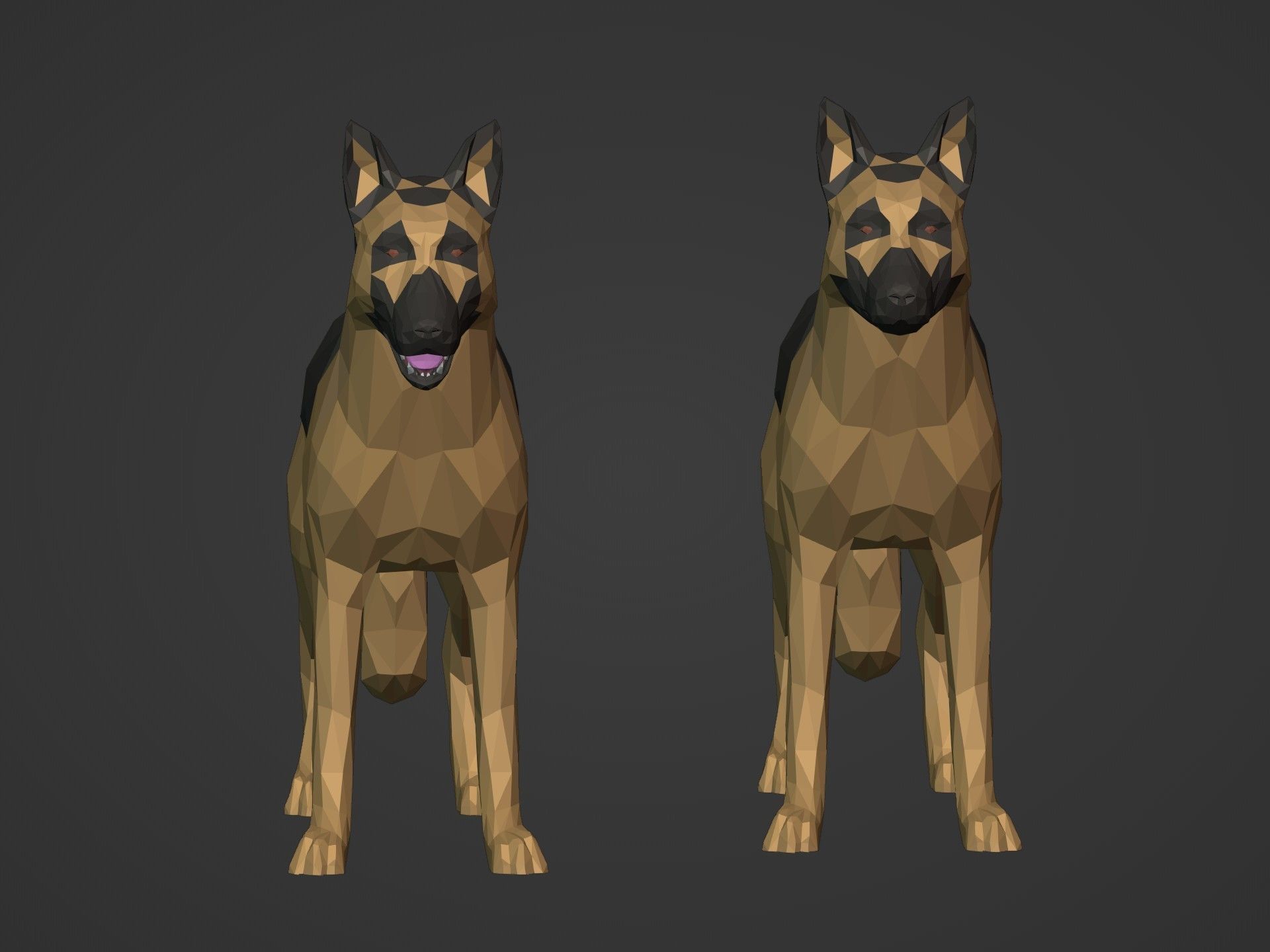 Low Poly Dog - German Shepherd Low-poly 3D model_5