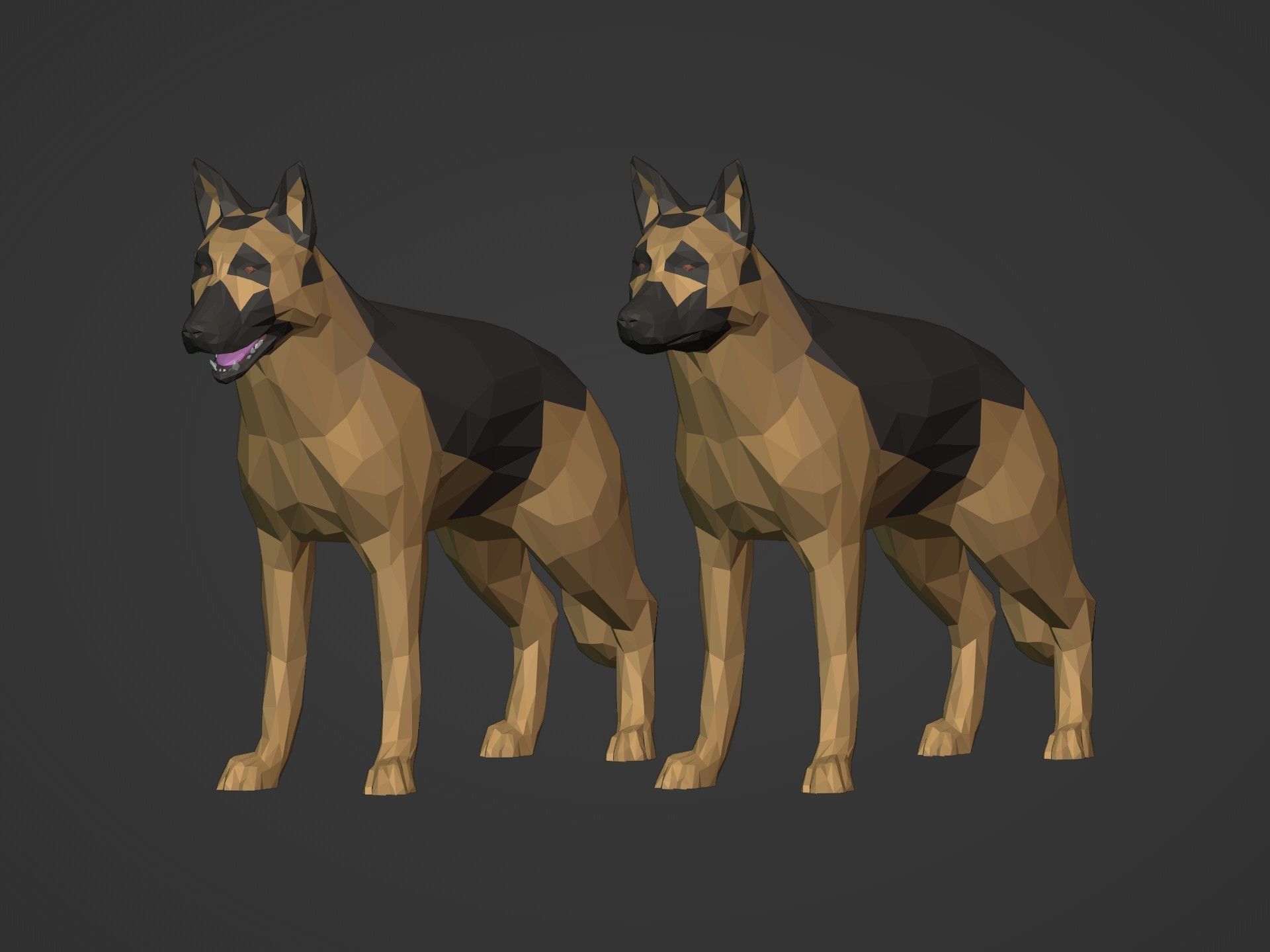 Low Poly Dog - German Shepherd Low-poly 3D model_3