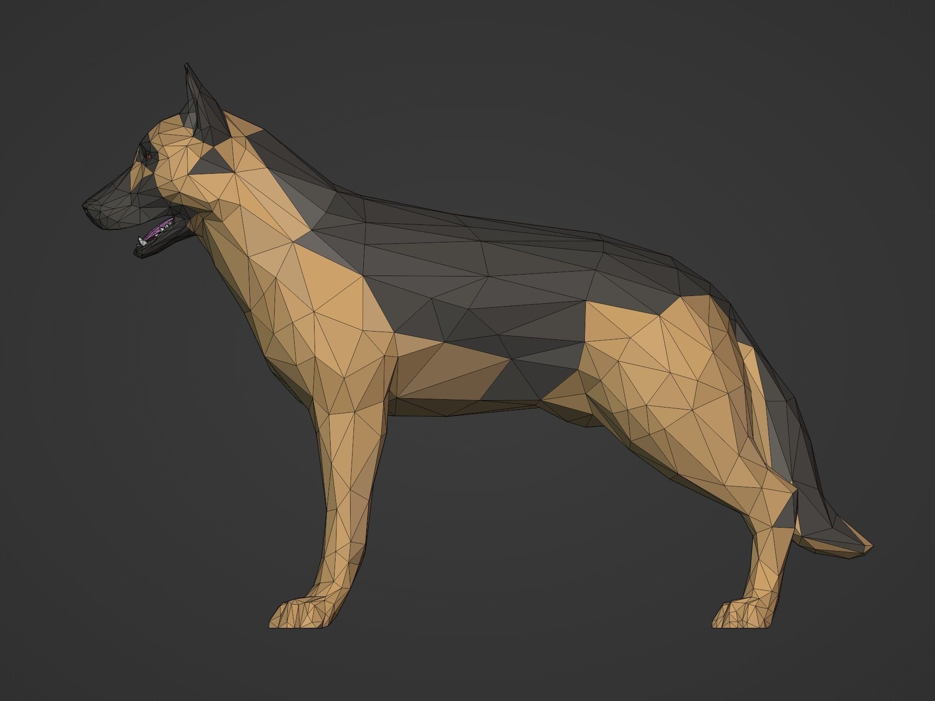 Low Poly Dog - German Shepherd Low-poly 3D model_10