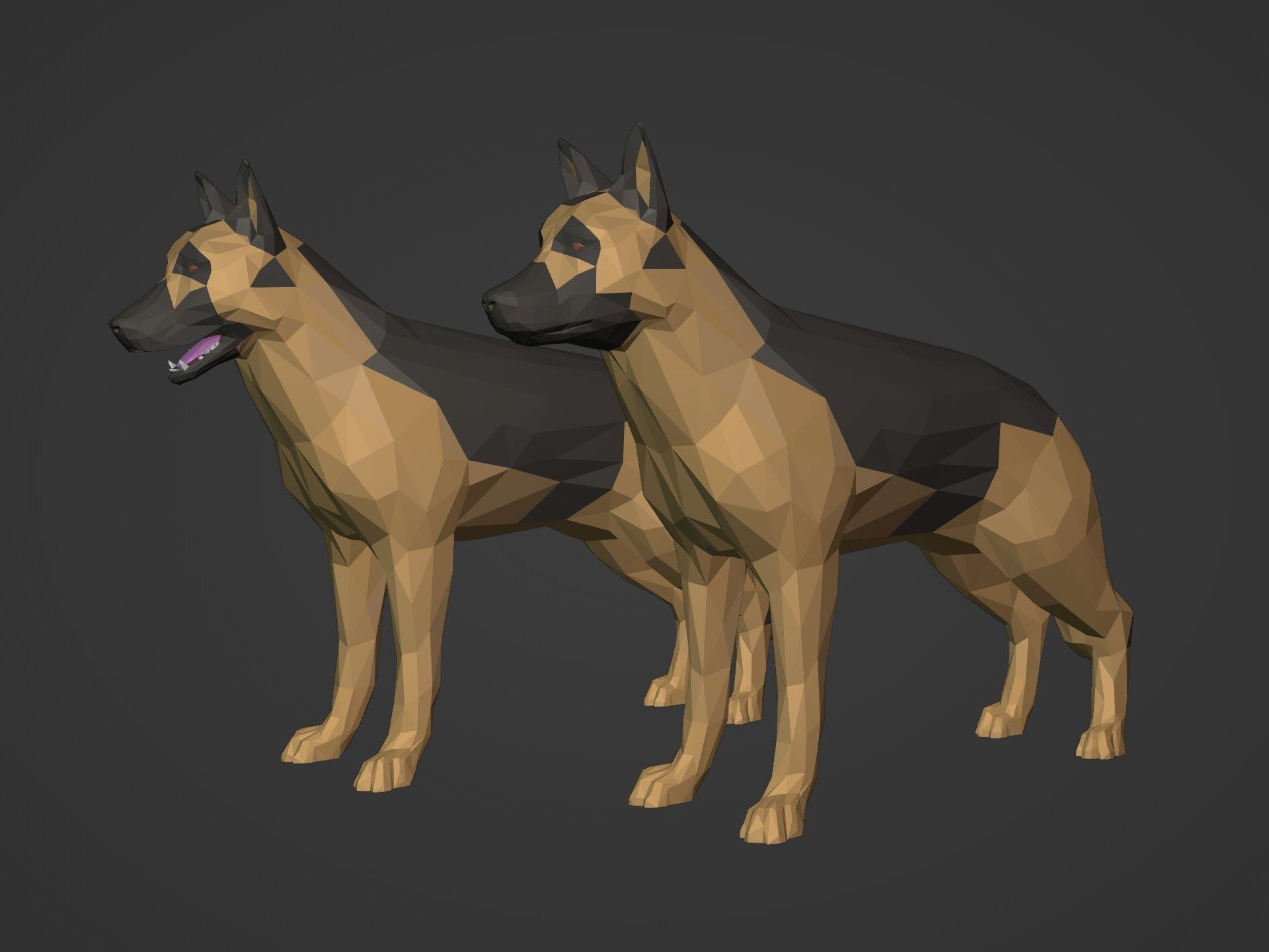Low Poly Dog - German Shepherd Low-poly 3D model_1