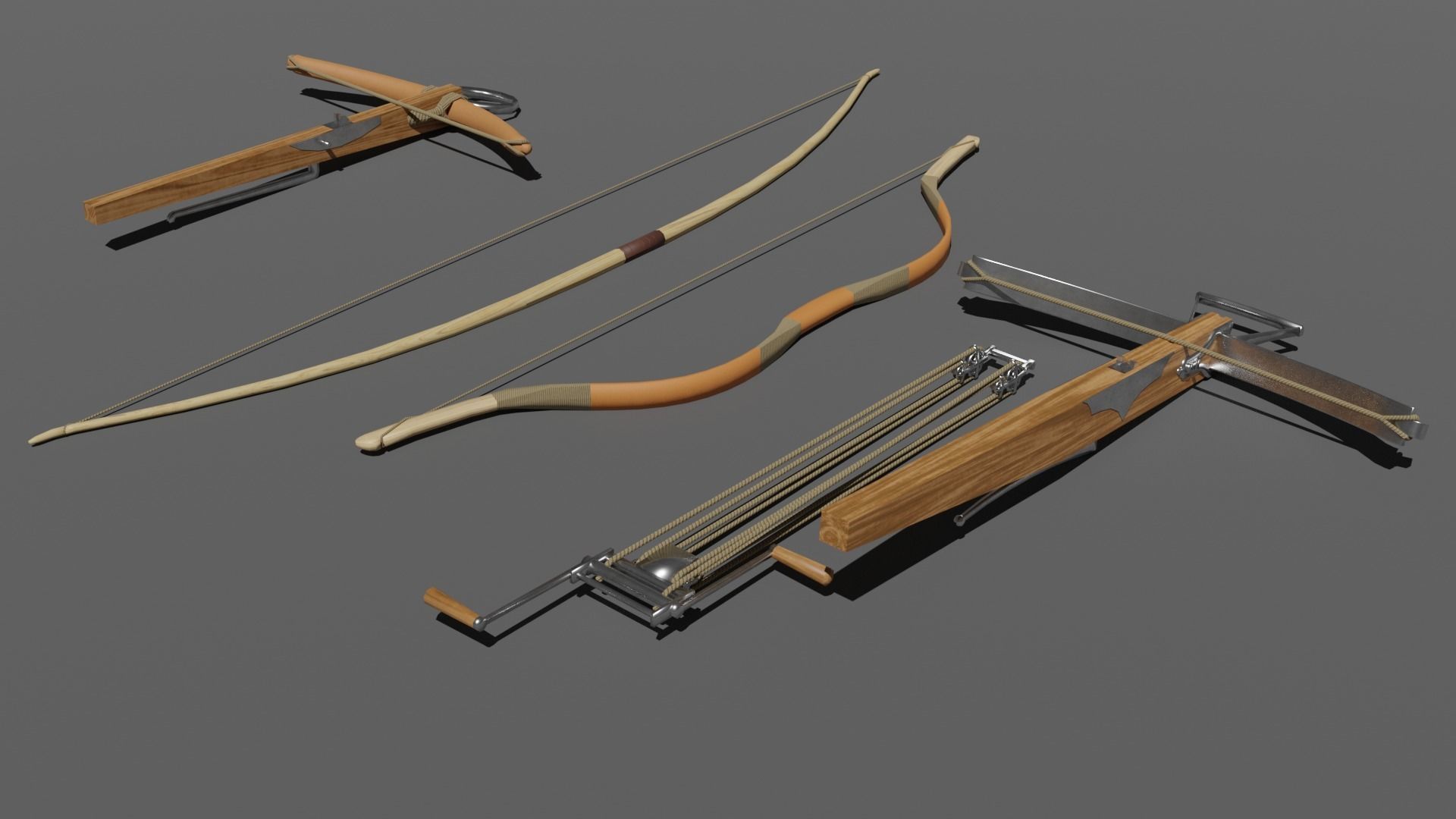 Medieval Bows and Crossbows 3D Model Collection_5