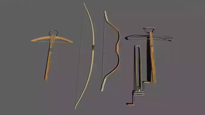 Medieval Bows and Crossbows 3D Model Collection