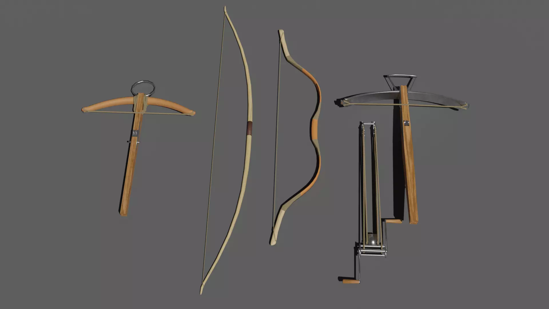 Medieval Bows and Crossbows 3D Model Collection_0