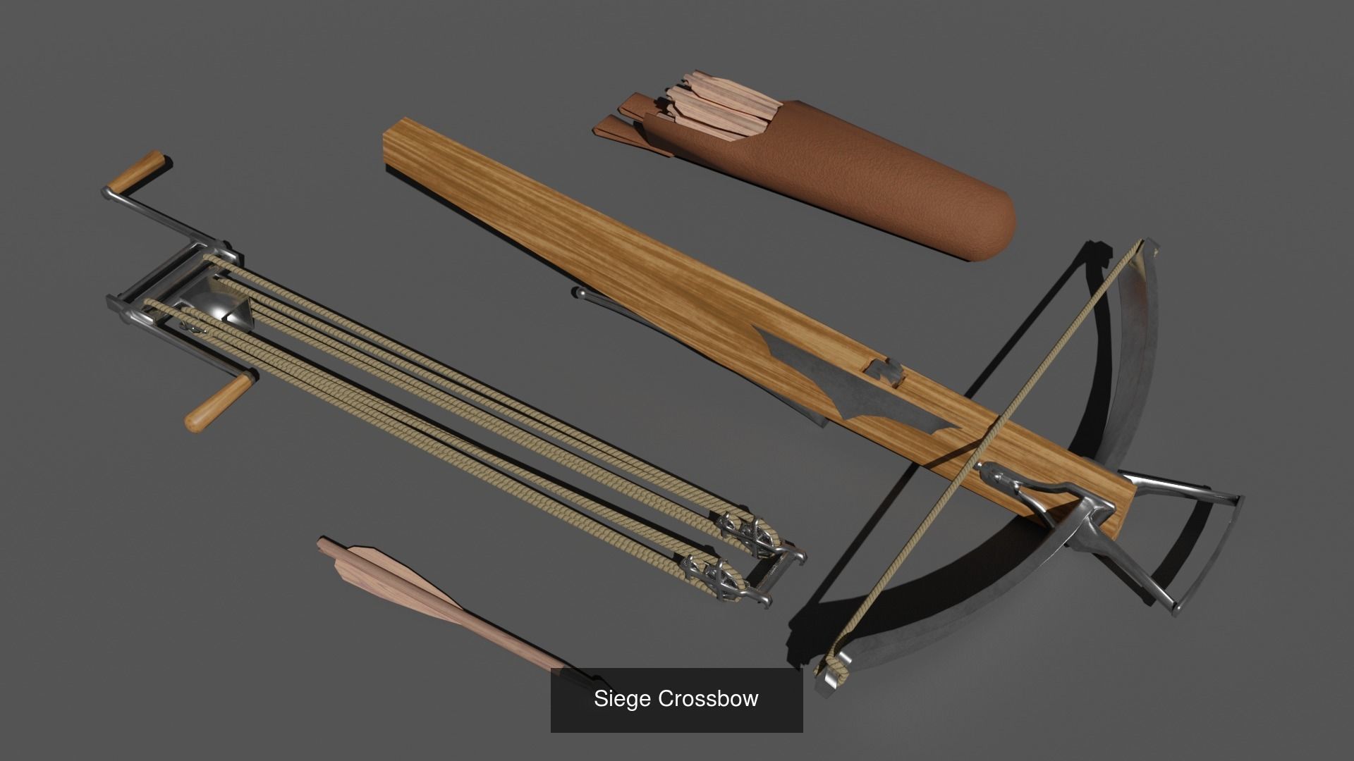 Medieval Bows and Crossbows 3D Model Collection_9