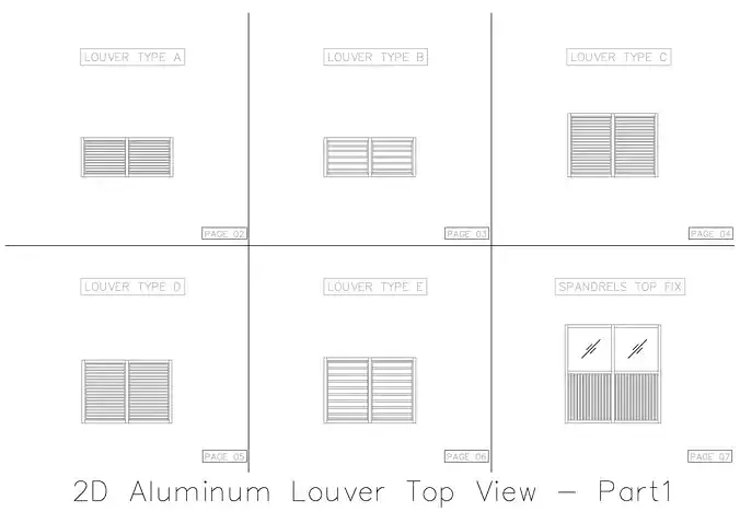 2D Aluminum Louver Top View 3D model
