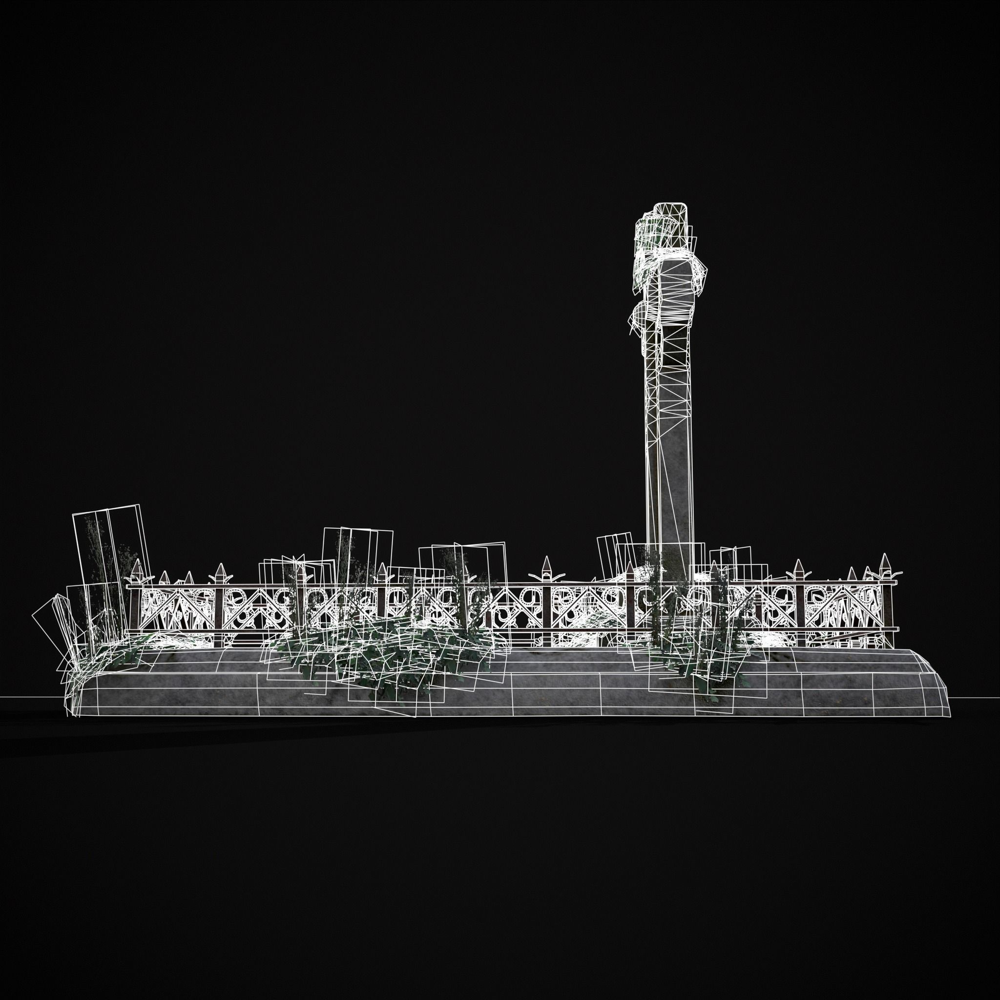 Moss Stone Surface Burial Vault  Low-poly 3D model_16