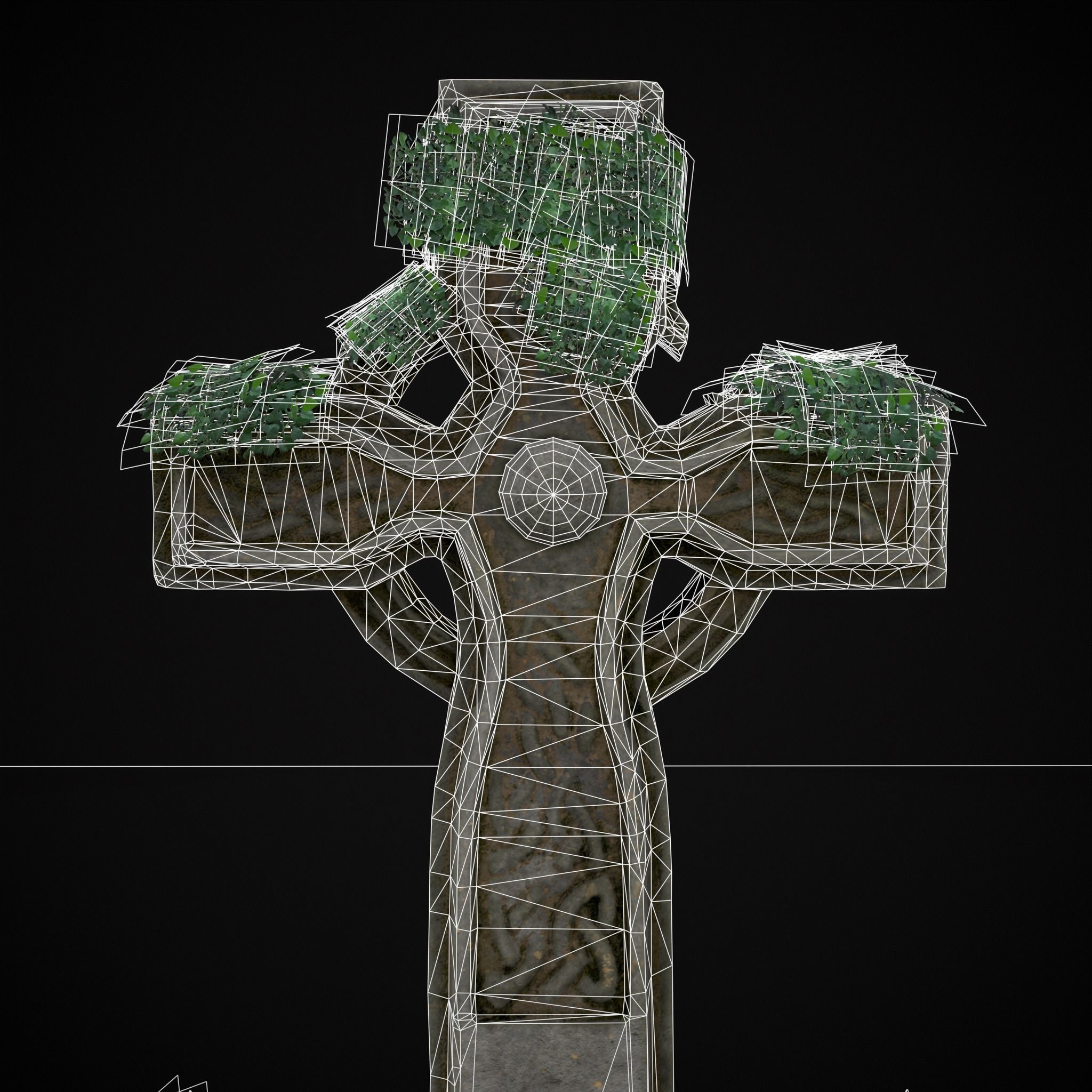 Moss Stone Surface Burial Vault  Low-poly 3D model_25
