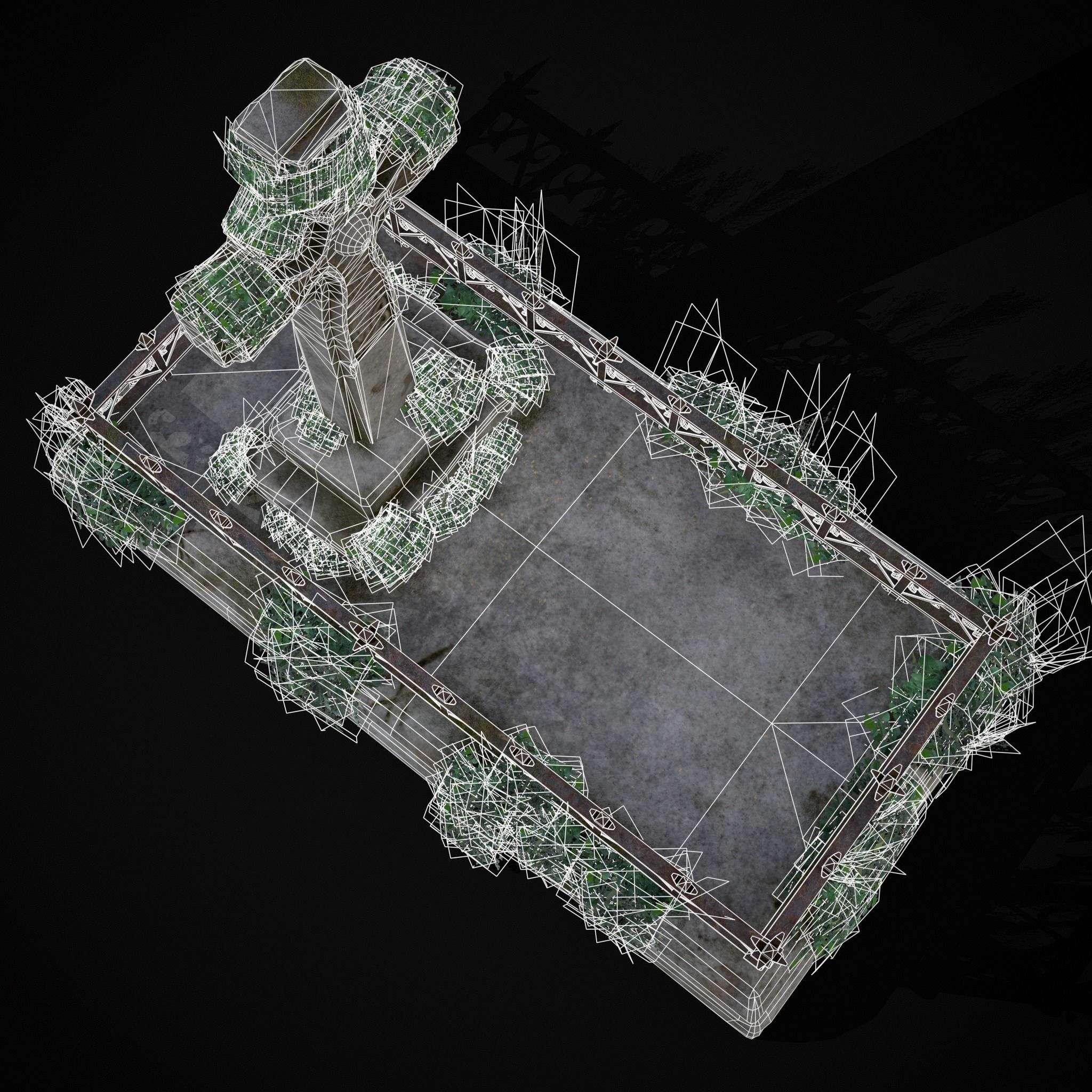 Moss Stone Surface Burial Vault  Low-poly 3D model_18