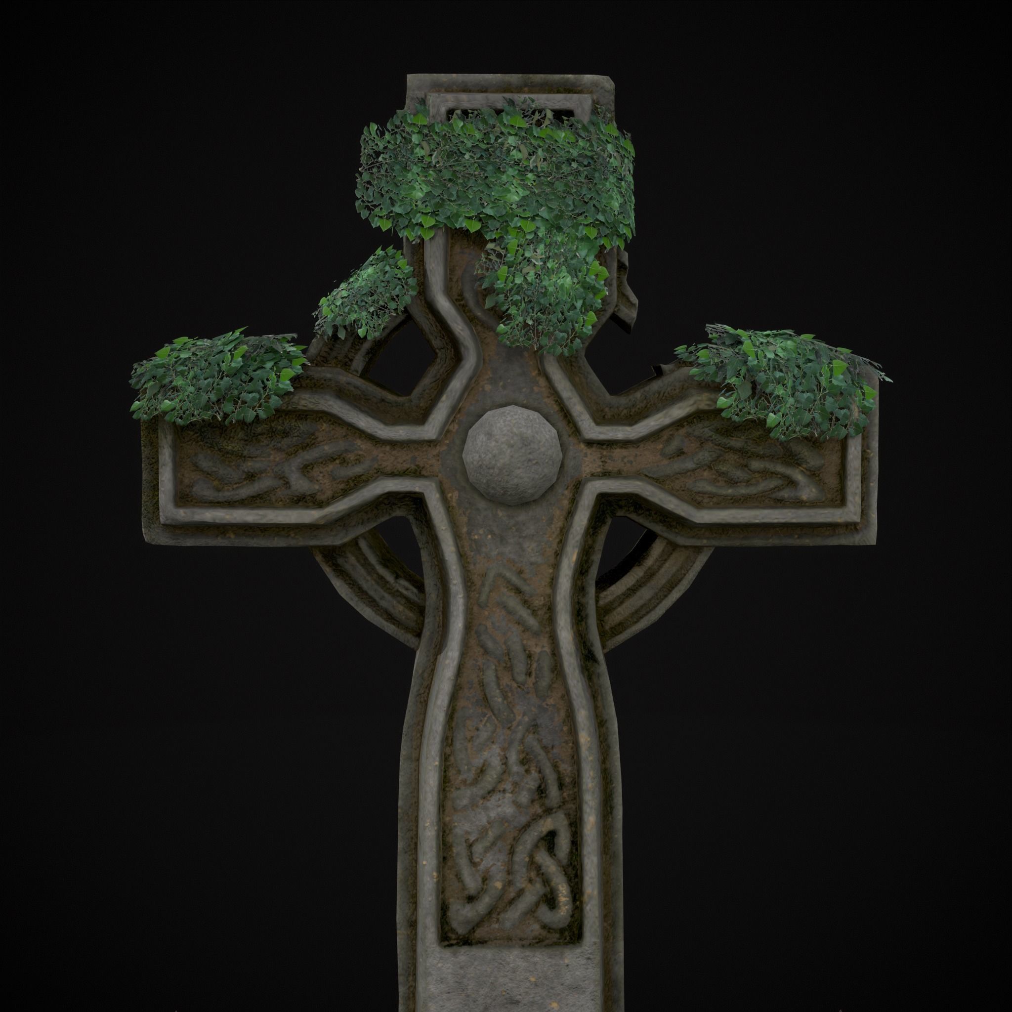 Moss Stone Surface Burial Vault  Low-poly 3D model_24