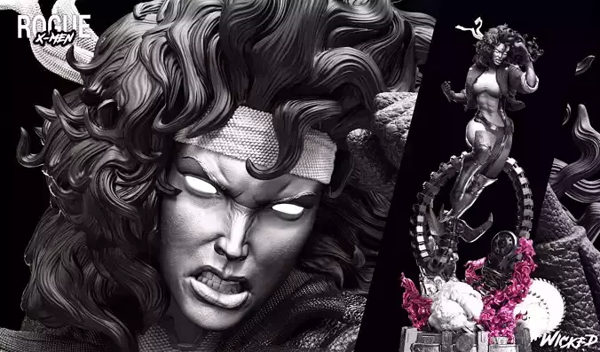 Wicked Marvel Rogue Sculpture Tested and ready for 3d printing 3D print model