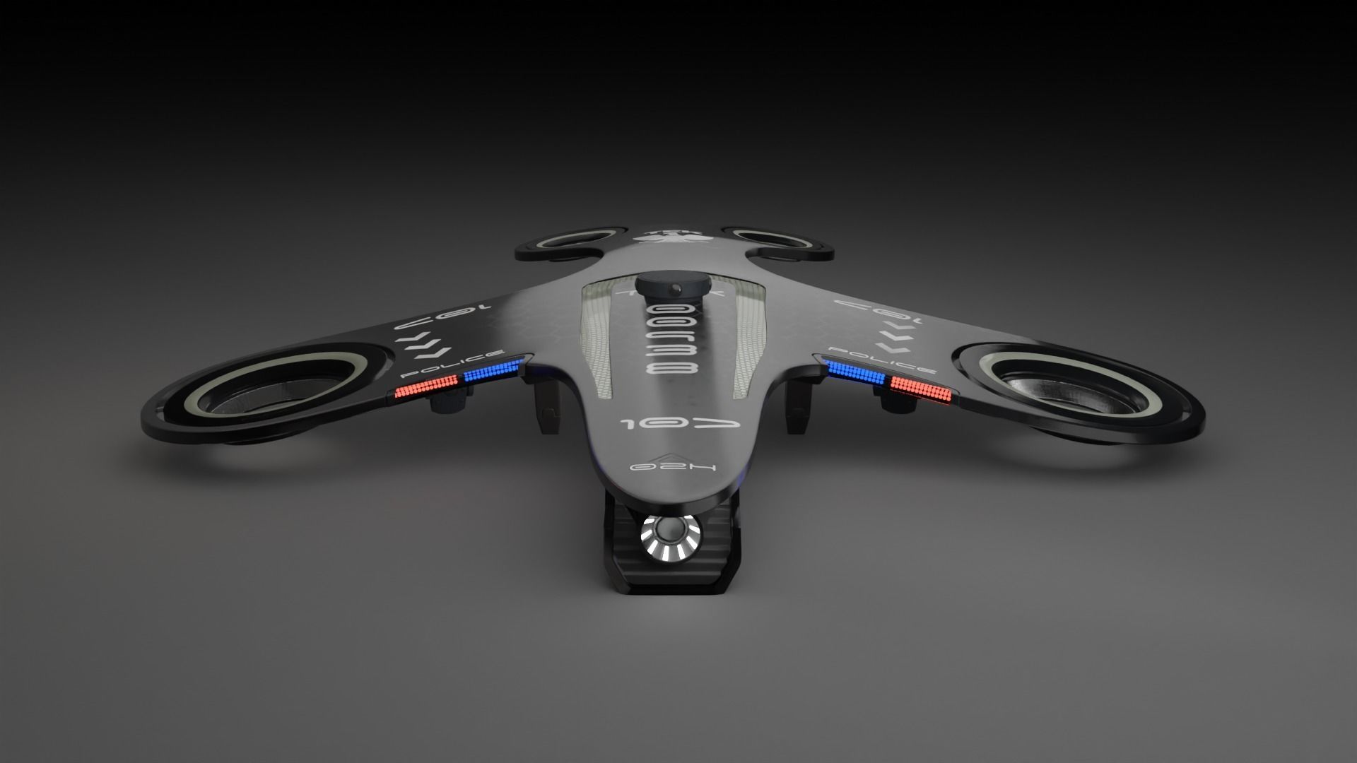 Bladeless Military Drone Low-poly 3D model_5