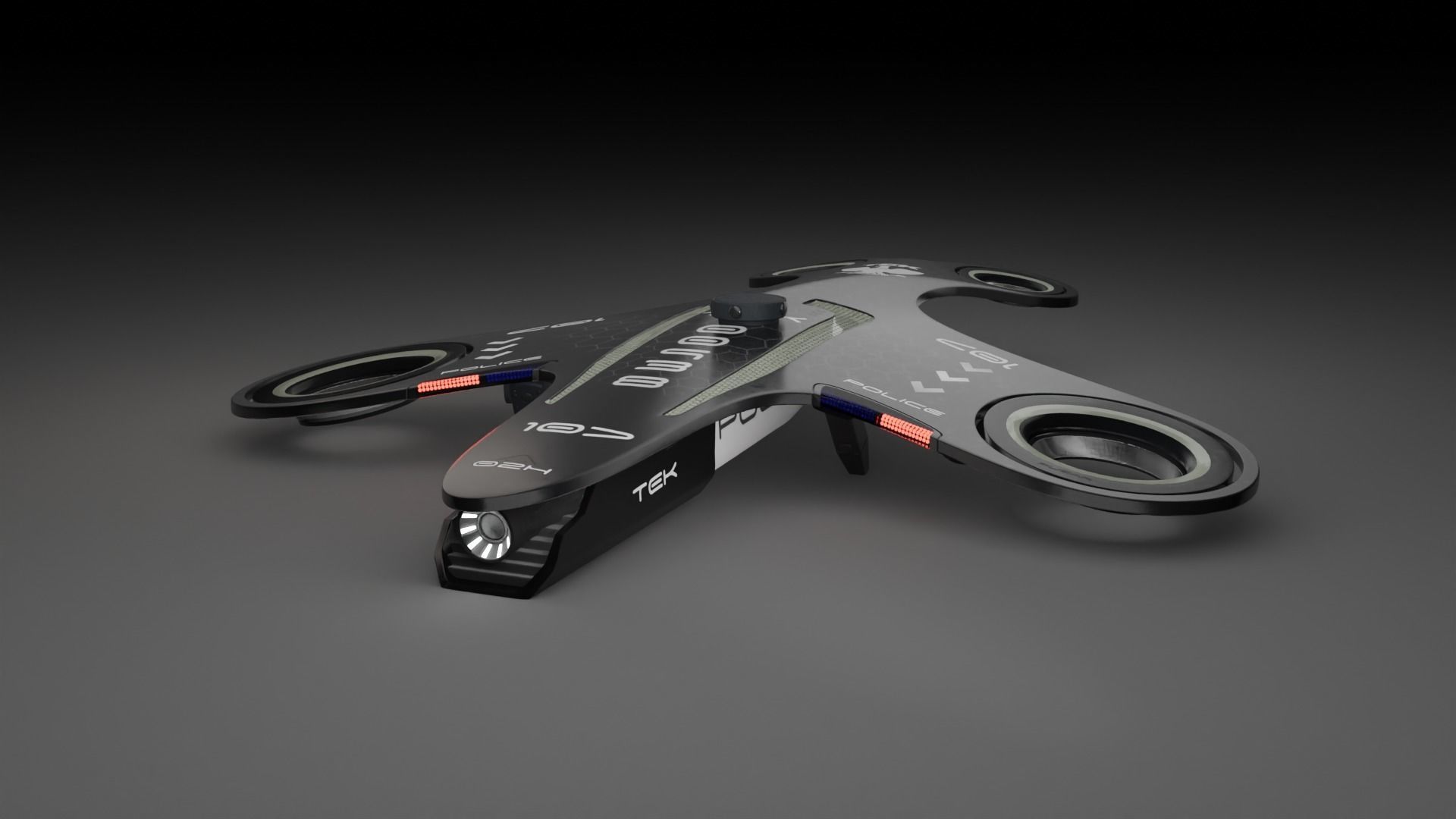Bladeless Military Drone Low-poly 3D model_6