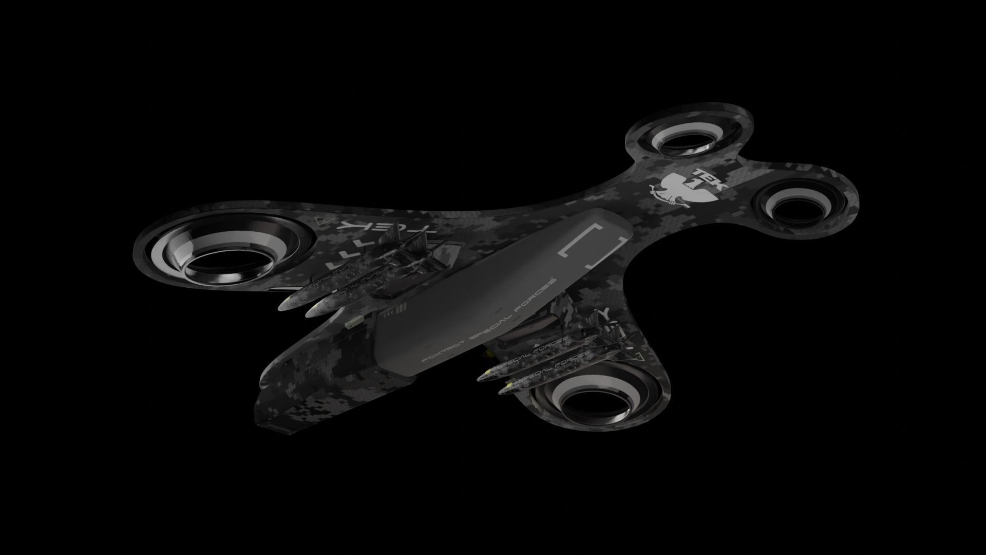Bladeless Military Drone Low-poly 3D model_11