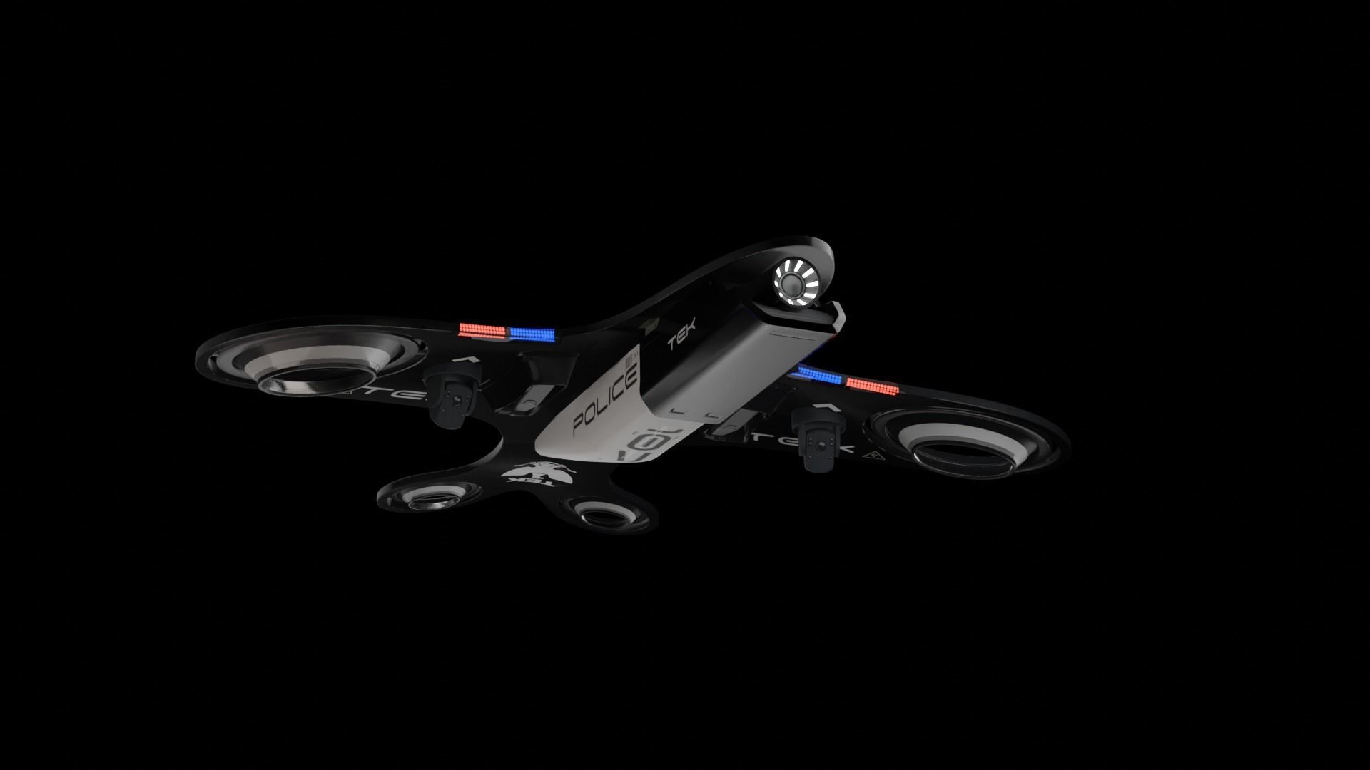 Bladeless Military Drone Low-poly 3D model_10