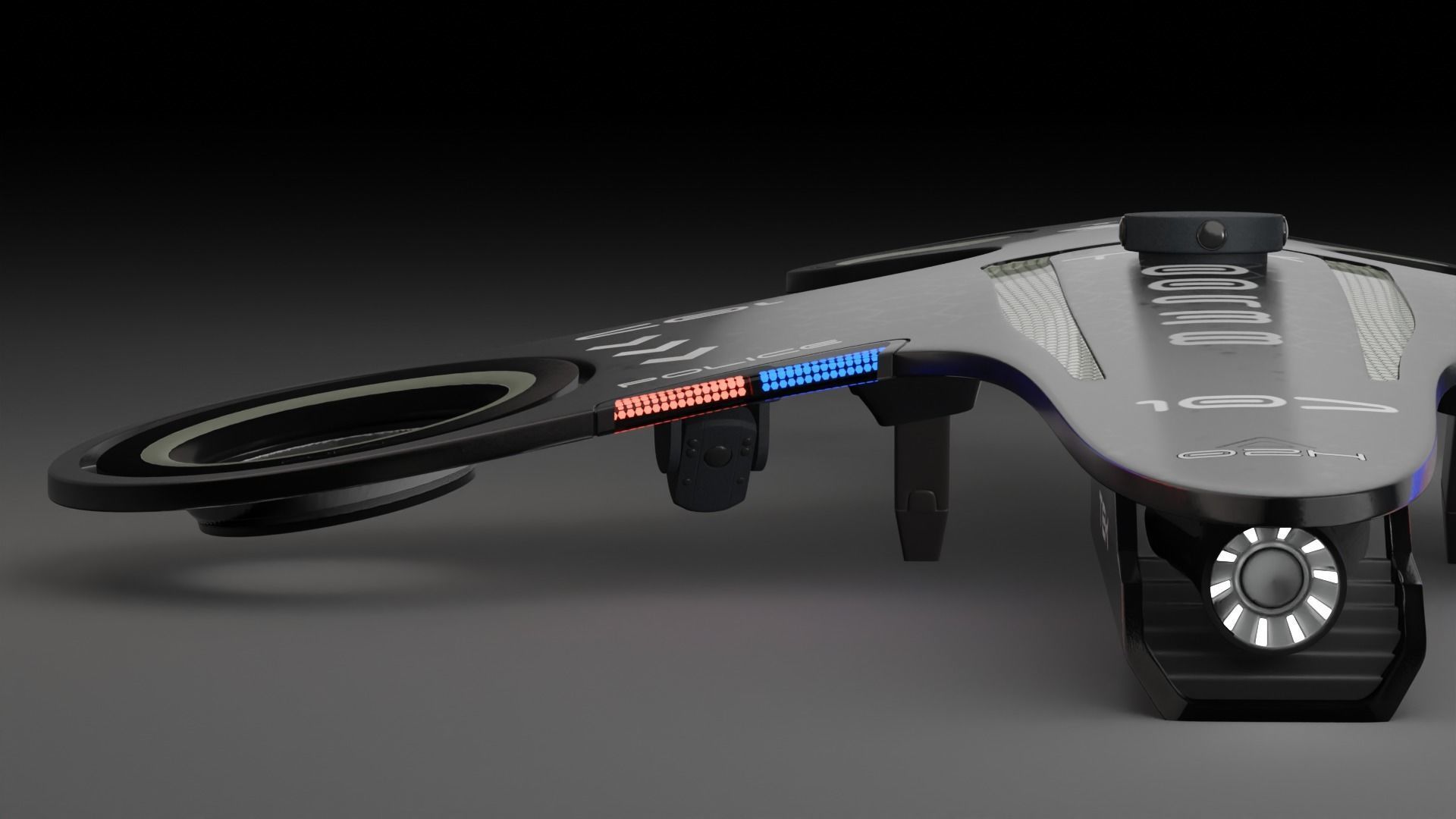 Bladeless Military Drone Low-poly 3D model_4