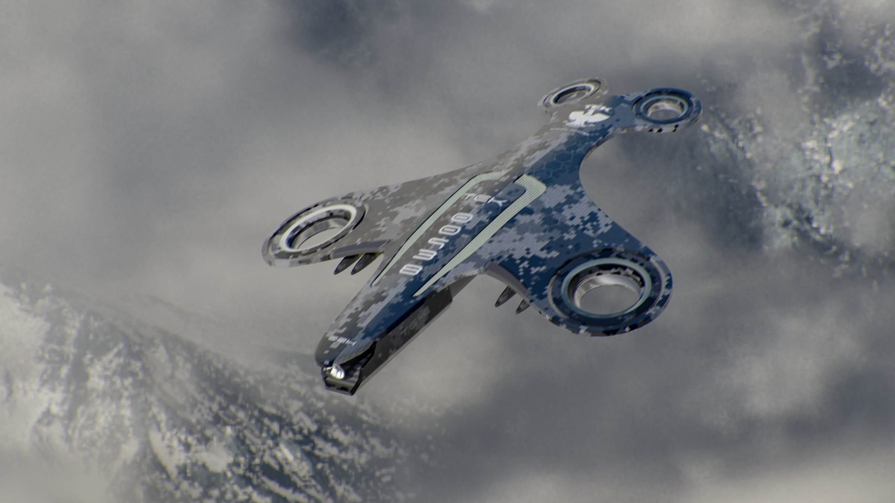 Bladeless Military Drone Low-poly 3D model_7