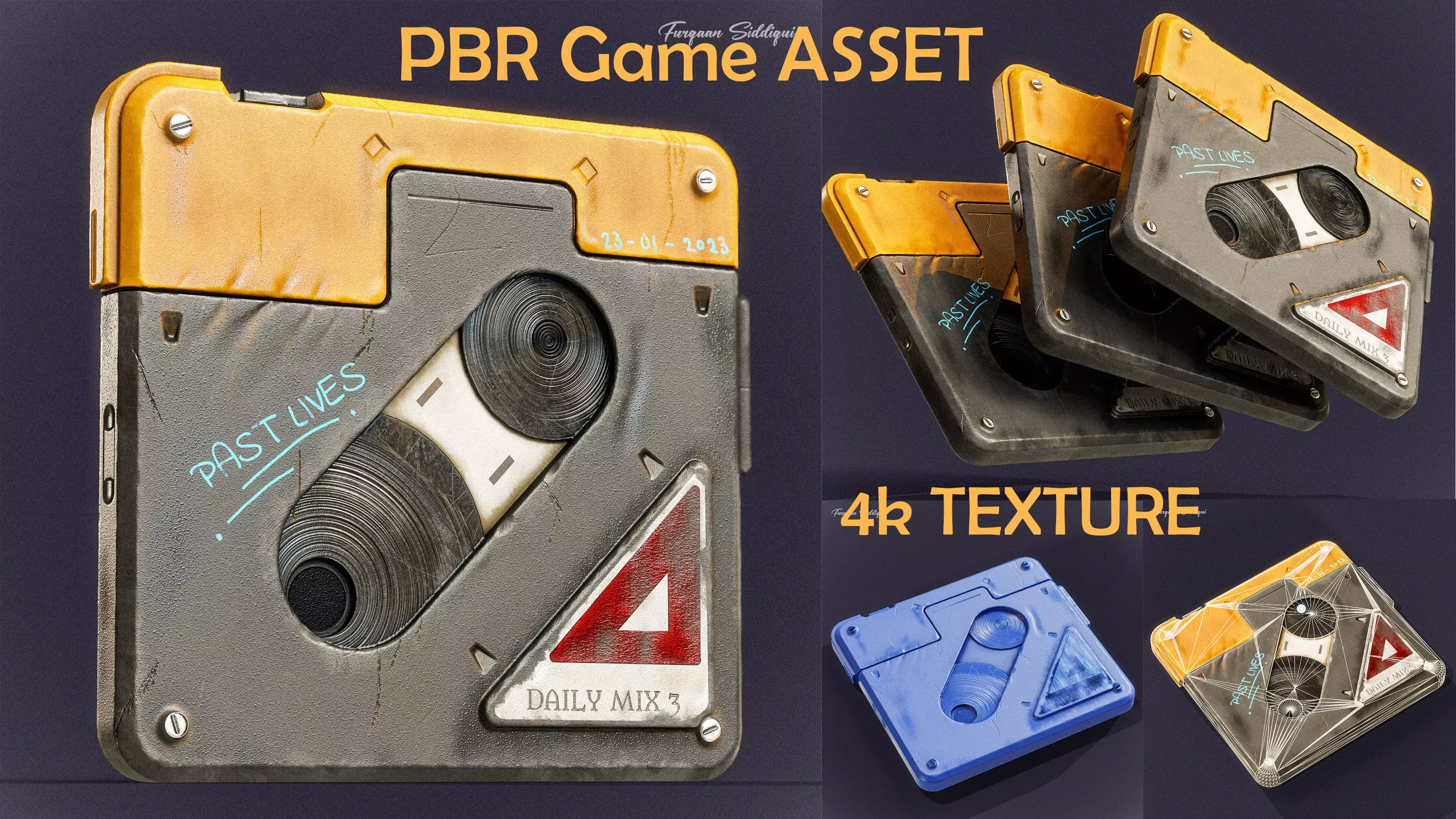 Sci-fi Retro Tape PBR Low-poly 3D model_0