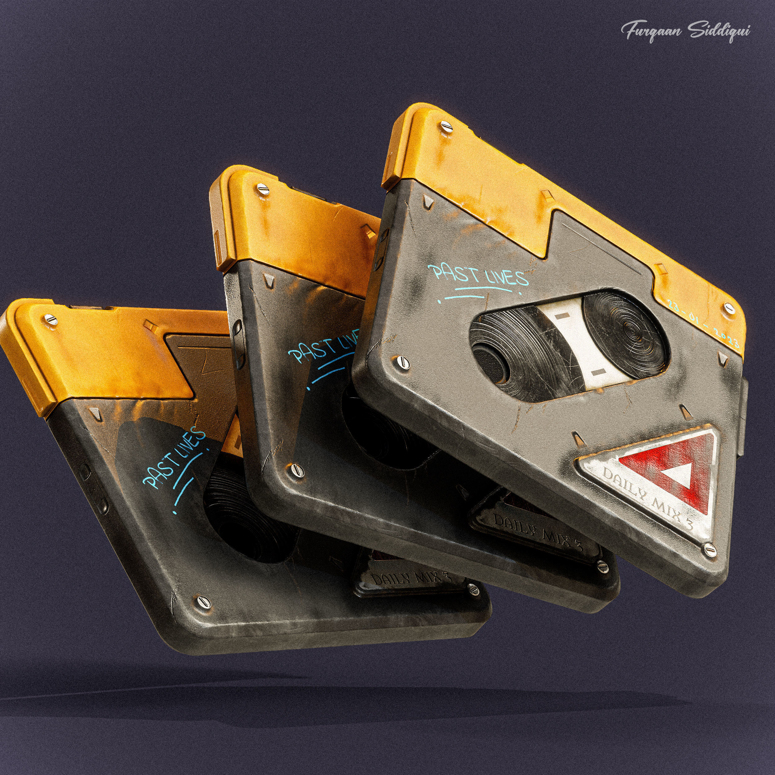 Sci-fi Retro Tape PBR Low-poly 3D model_2