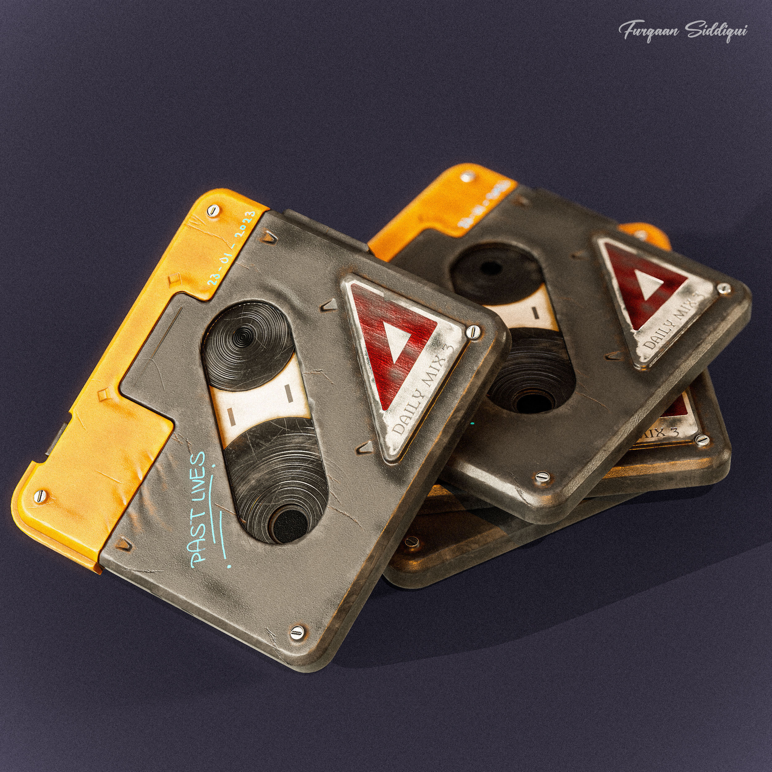 Sci-fi Retro Tape PBR Low-poly 3D model_11