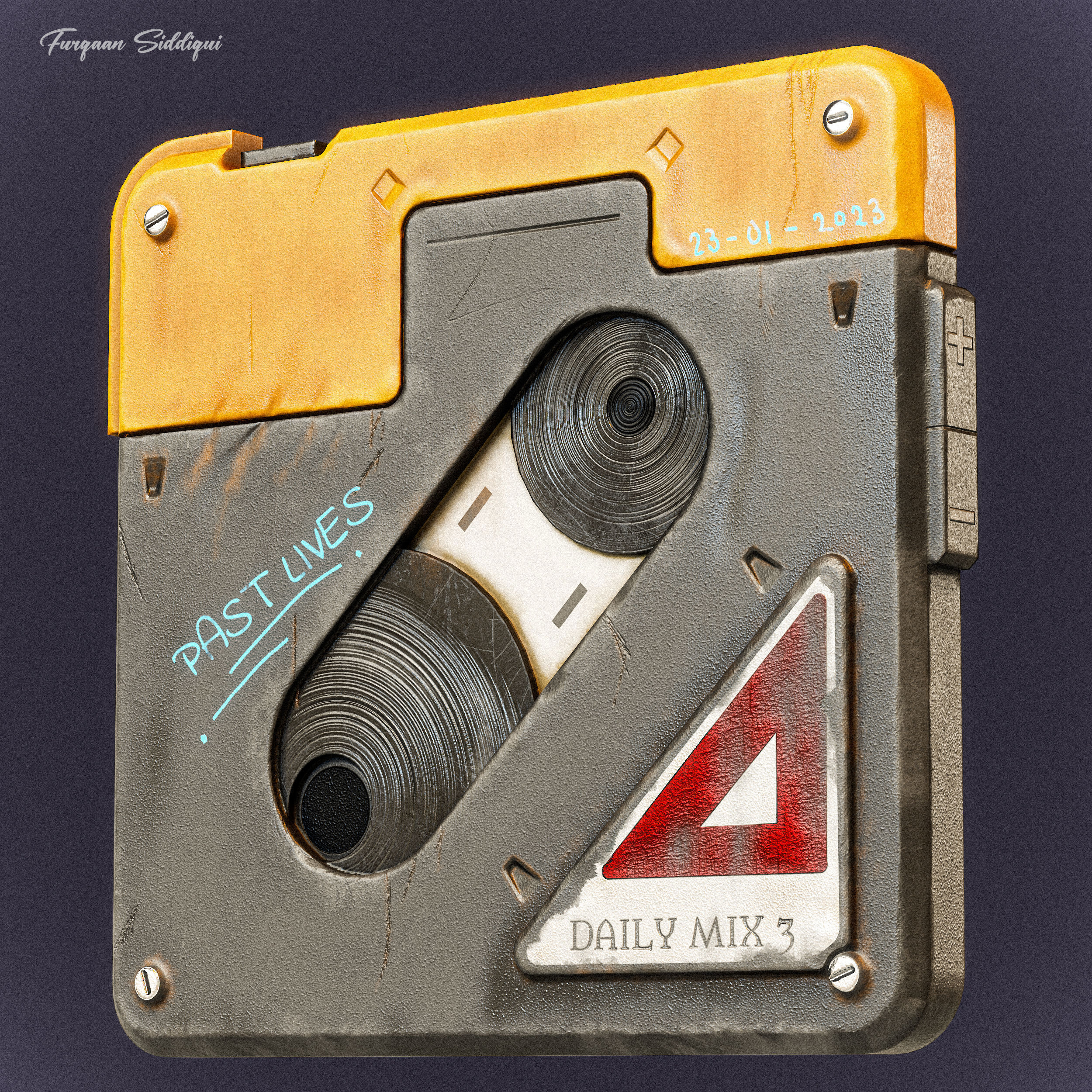 Sci-fi Retro Tape PBR Low-poly 3D model_3