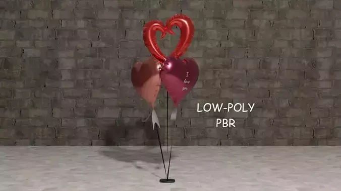 Heart Shape Valentines Day Balloons Low-poly PBR Low-poly 3D model