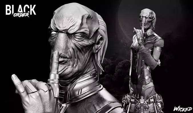 Wicked Marvel Ebony Maw Bust ready for 3d printing