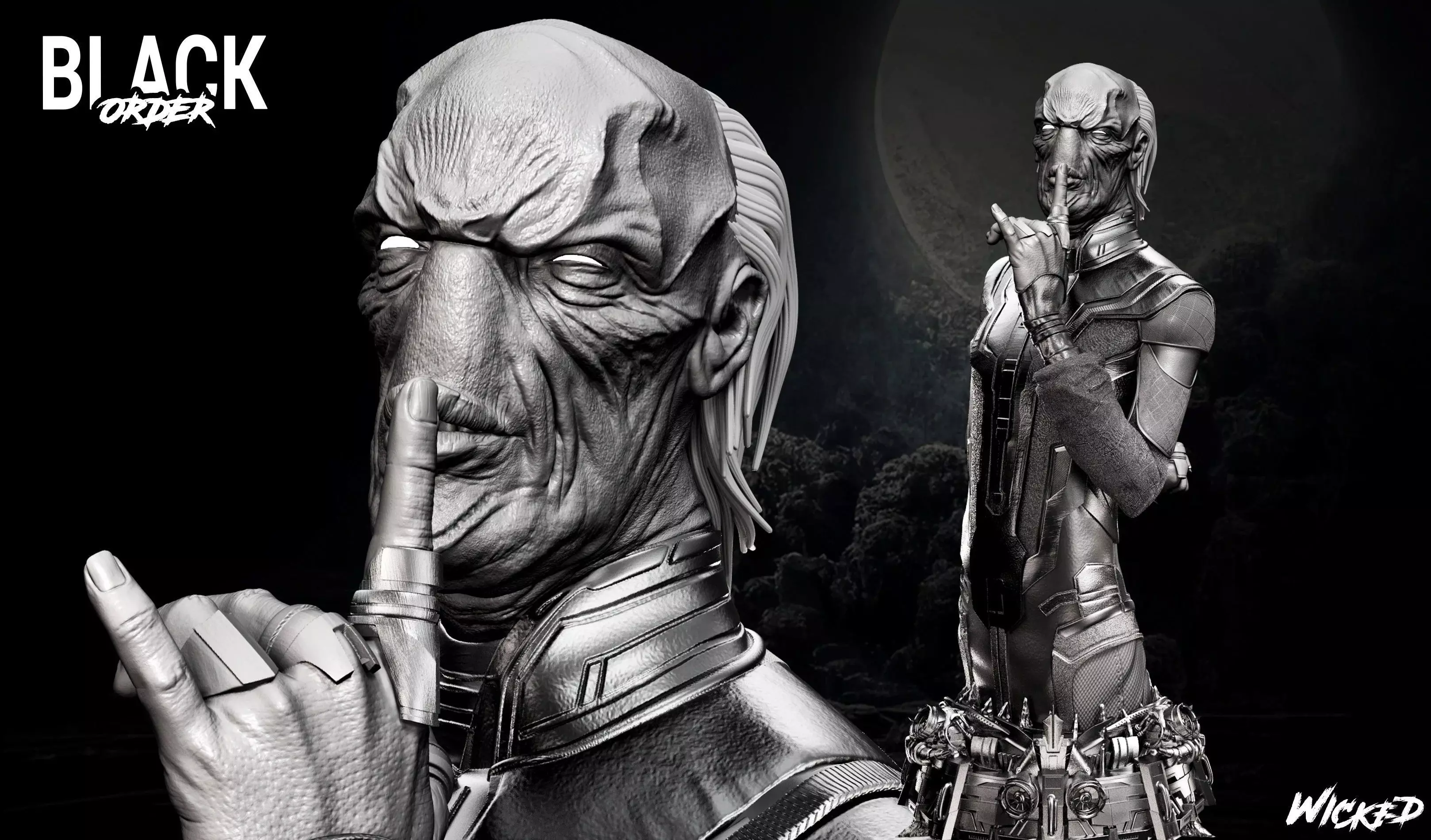 Wicked Marvel Ebony Maw Bust ready for 3d printing 3D print model_0