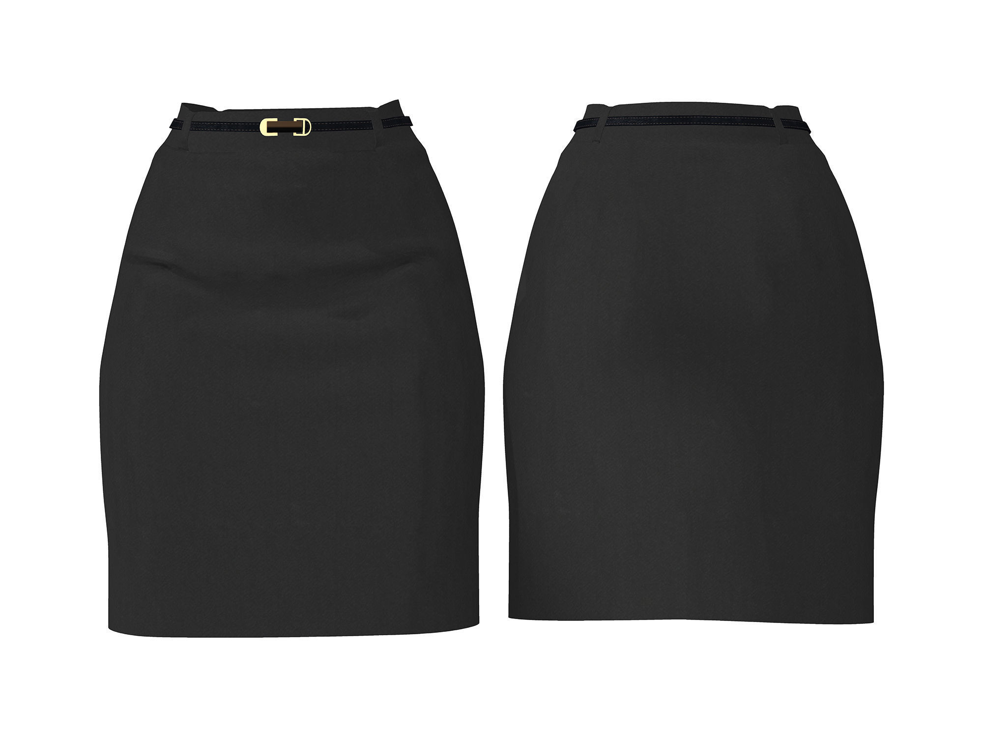 Female Formal Business Shirt Skirt Outfit Low-poly 3D model_4