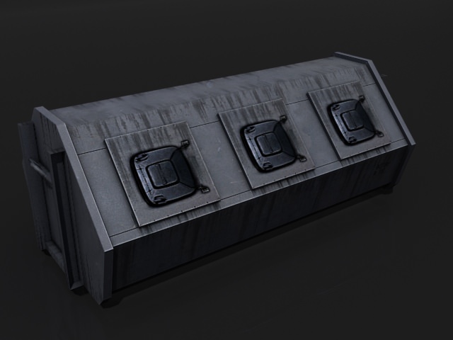 Dumpster metal box with two doors 3D model_3