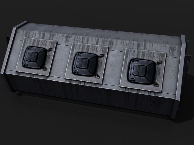 Dumpster metal box with two doors 3D model_2