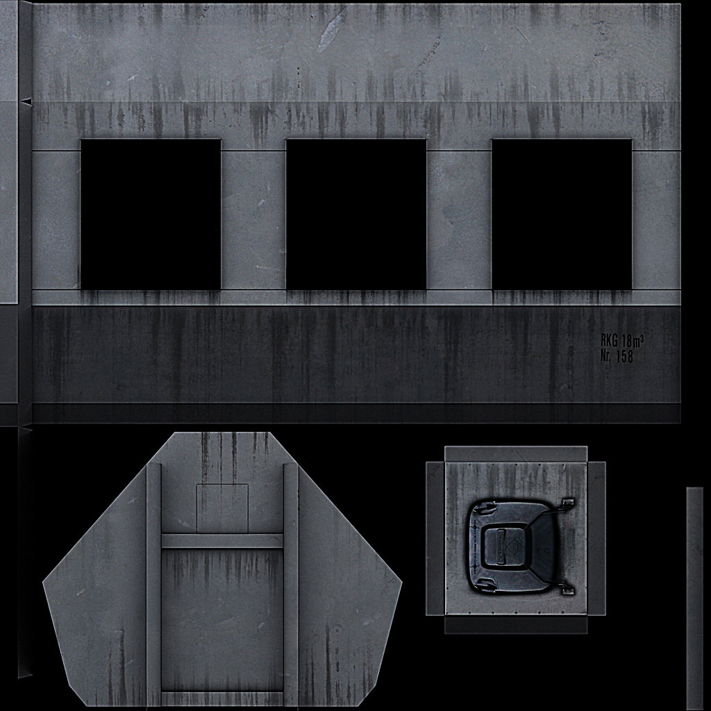 Dumpster metal box with two doors 3D model_7