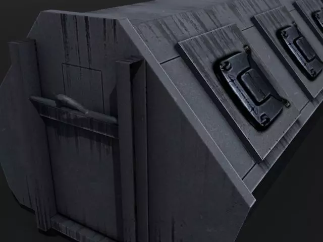 Dumpster metal box with two doors 3D model_0