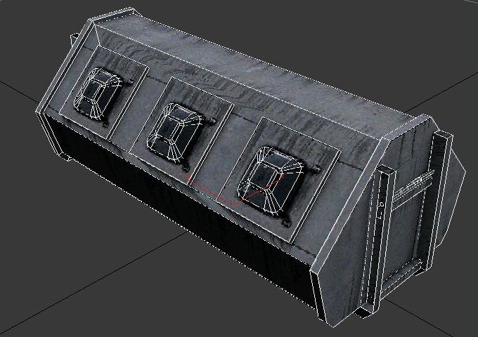 Dumpster metal box with two doors 3D model_1