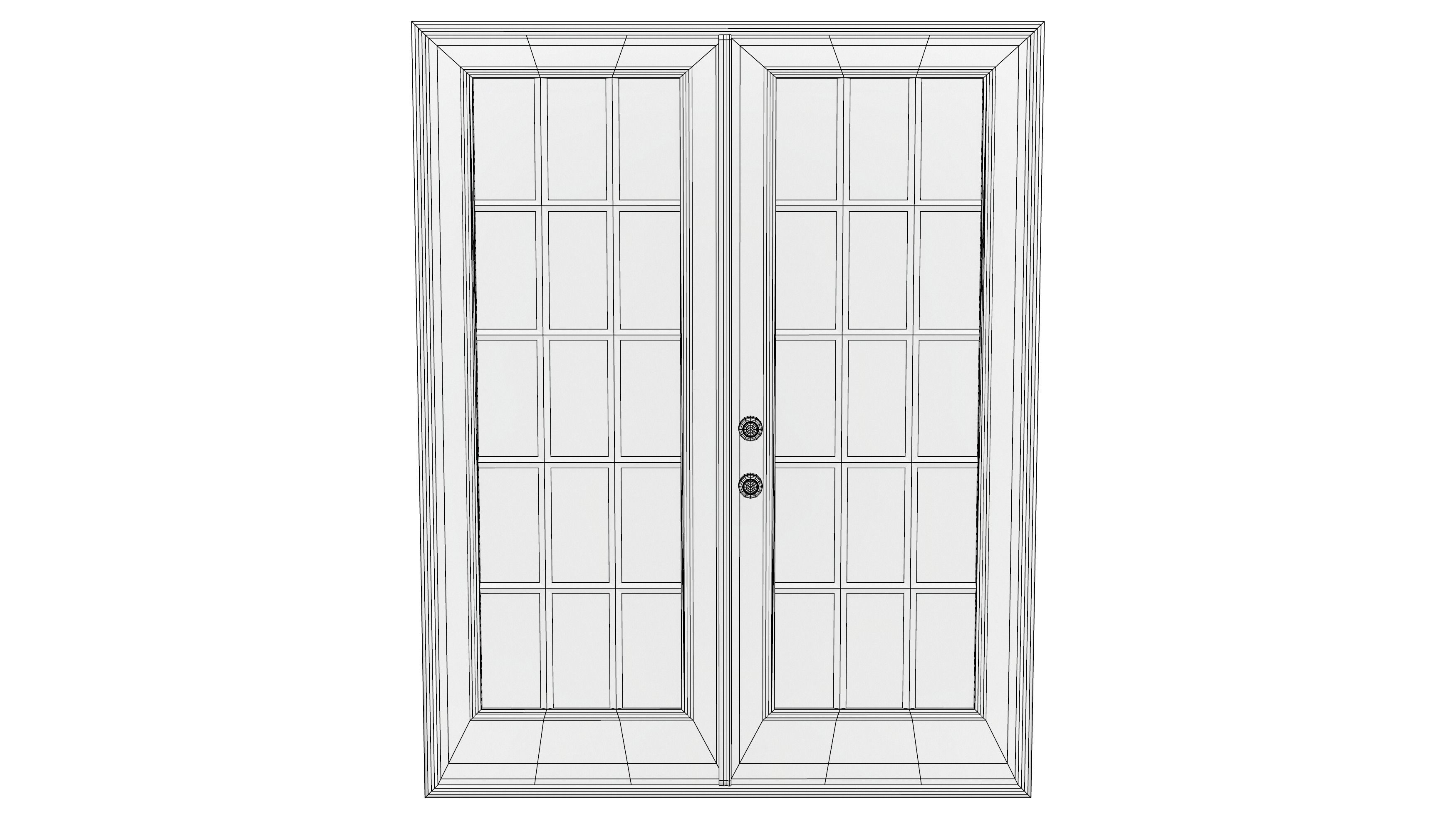 Double Door 2 Low-poly 3D model_4