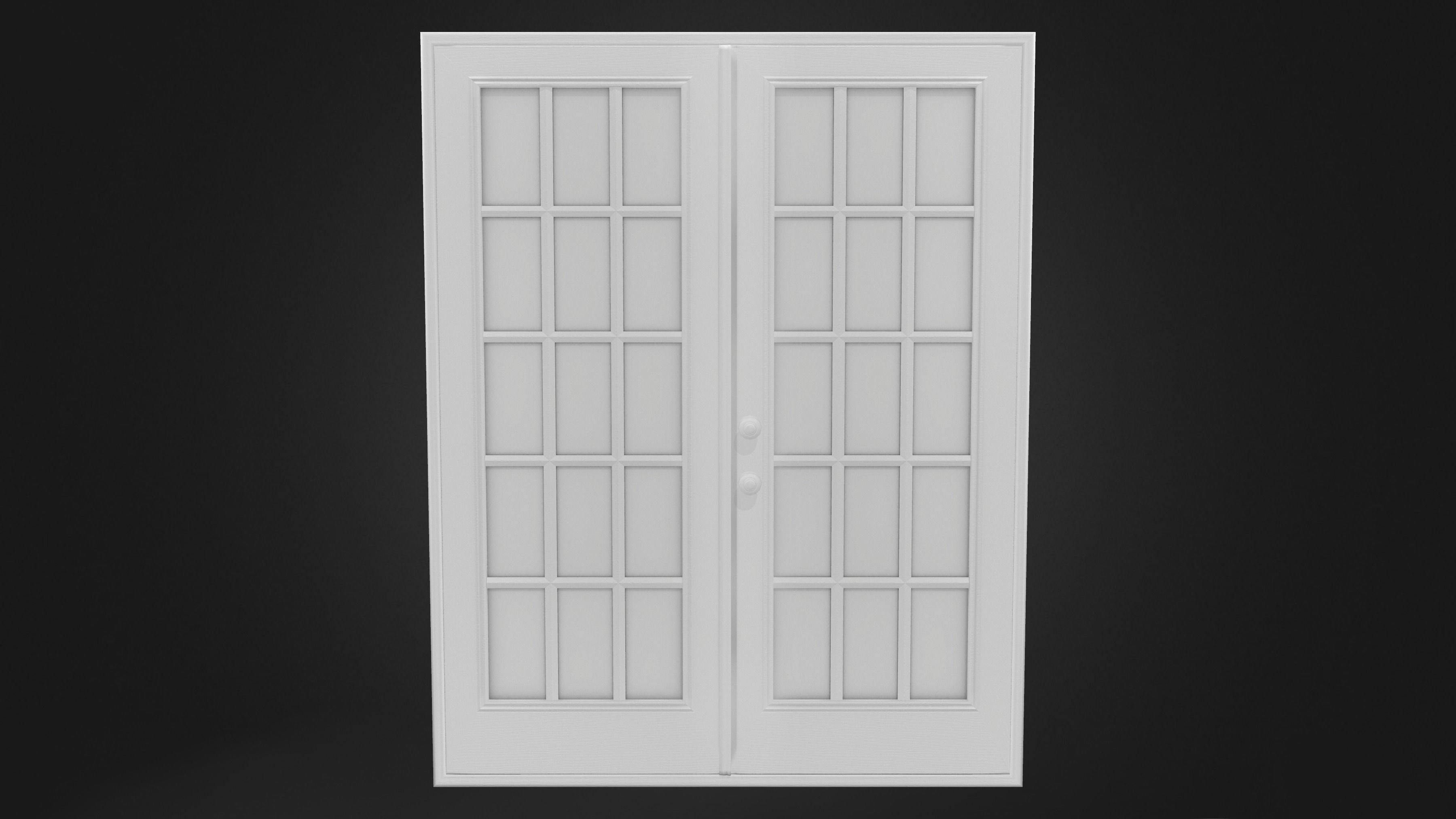 Double Door 2 Low-poly 3D model_6